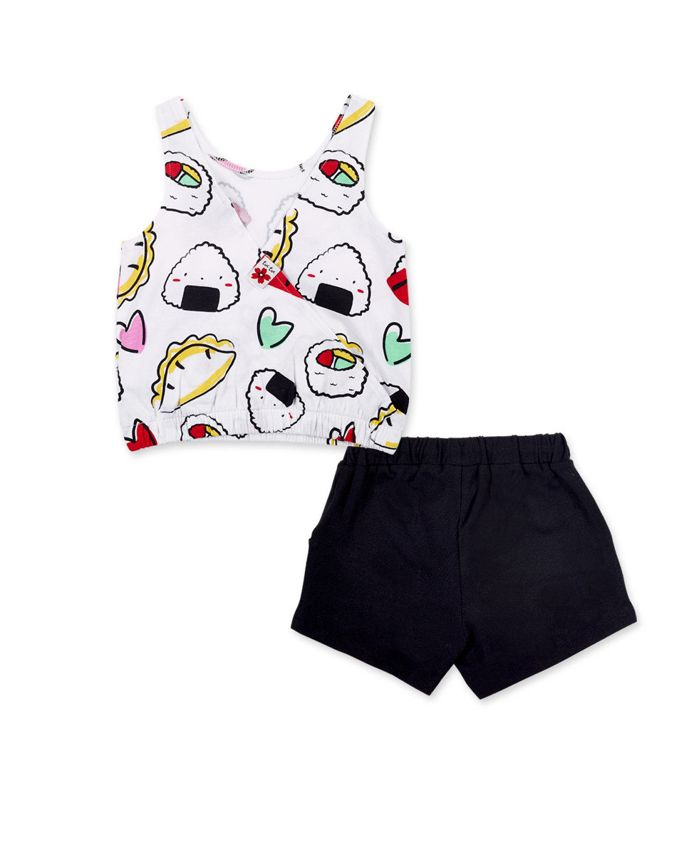 Conjunto punto blanco negro niña Hey Sushi