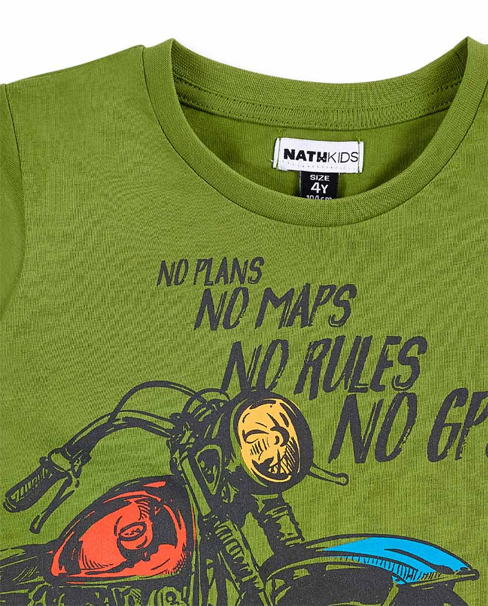 Camiseta punto caqui moto niño My Plan To Escape
