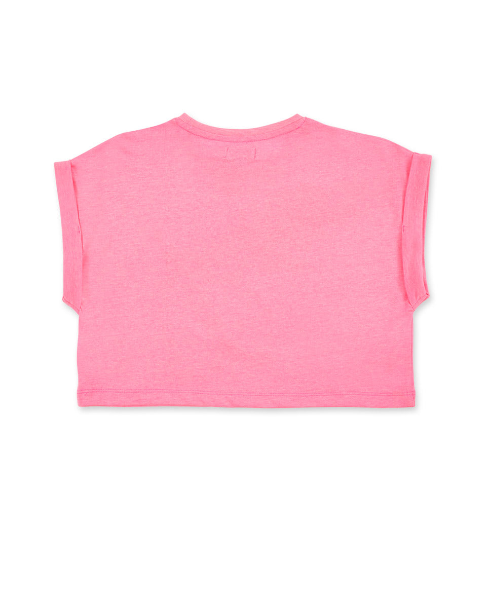 Camiseta punto rosa niña Neon Jungle