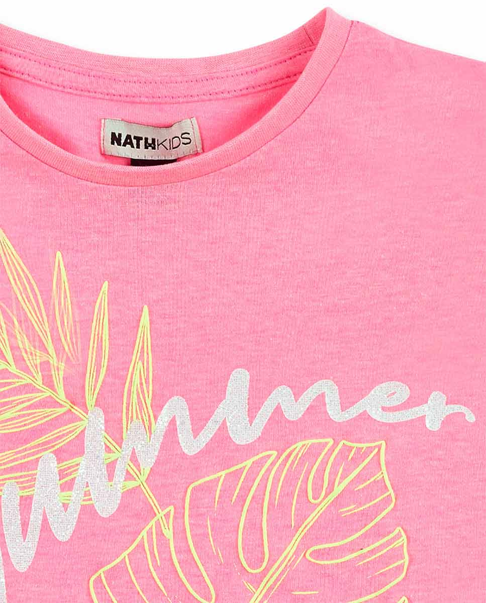 Camiseta punto rosa niña Neon Jungle