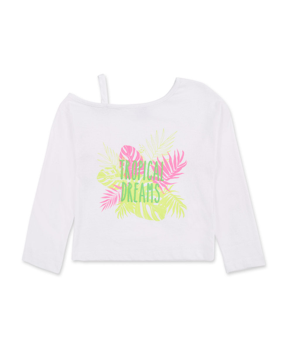 Camiseta larga punto blanco niña Neon Jungle
