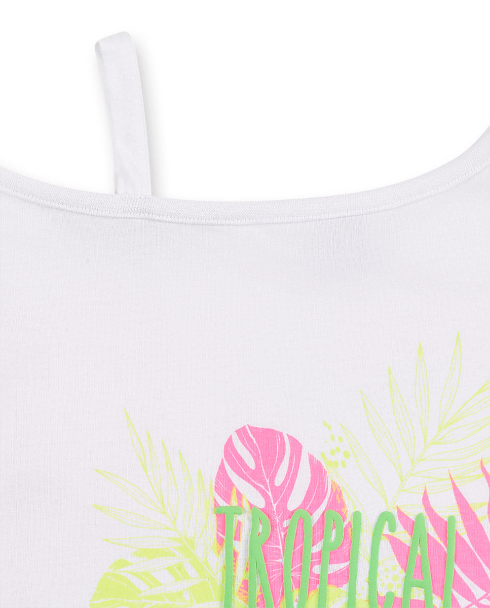Camiseta larga punto blanco niña Neon Jungle