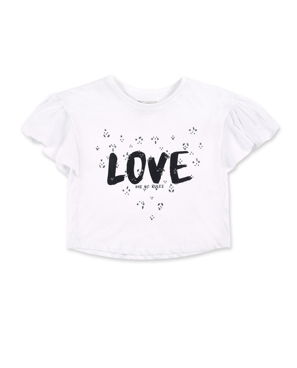 Camiseta punto blanco volantes niña Ultimate City Chic