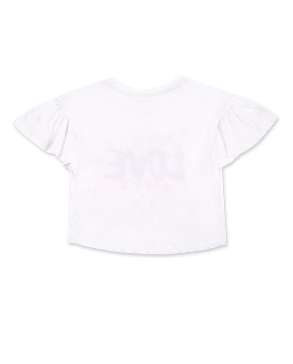 Camiseta punto blanco volantes niña Ultimate City Chic