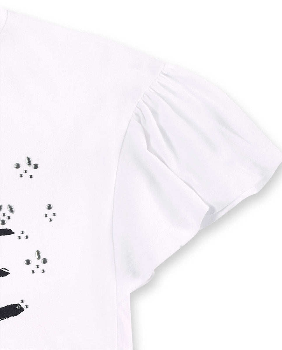 Camiseta punto blanco volantes niña Ultimate City Chic