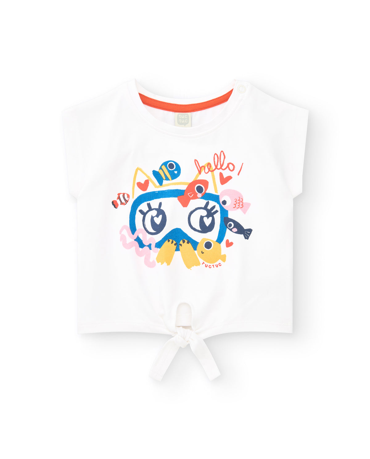 Camiseta punto manga corta para niña en blanco colección Salty