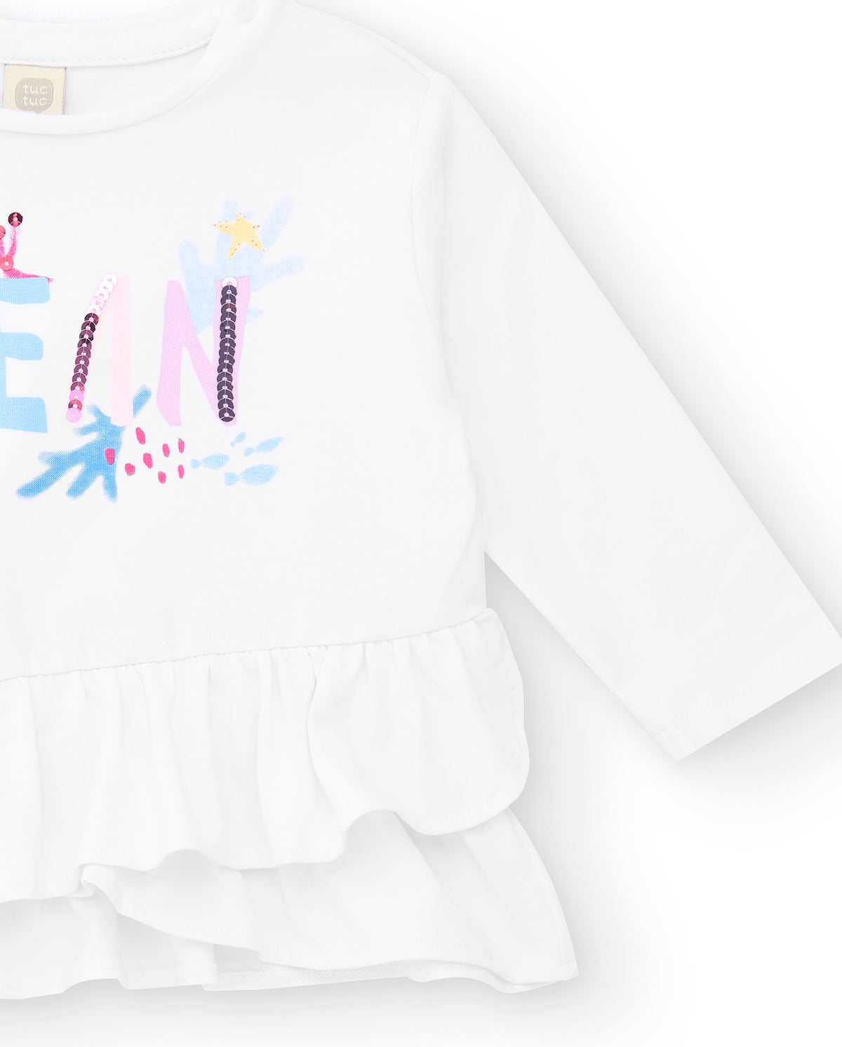 Camiseta punto manga larga para niña en blanco colección Ocean