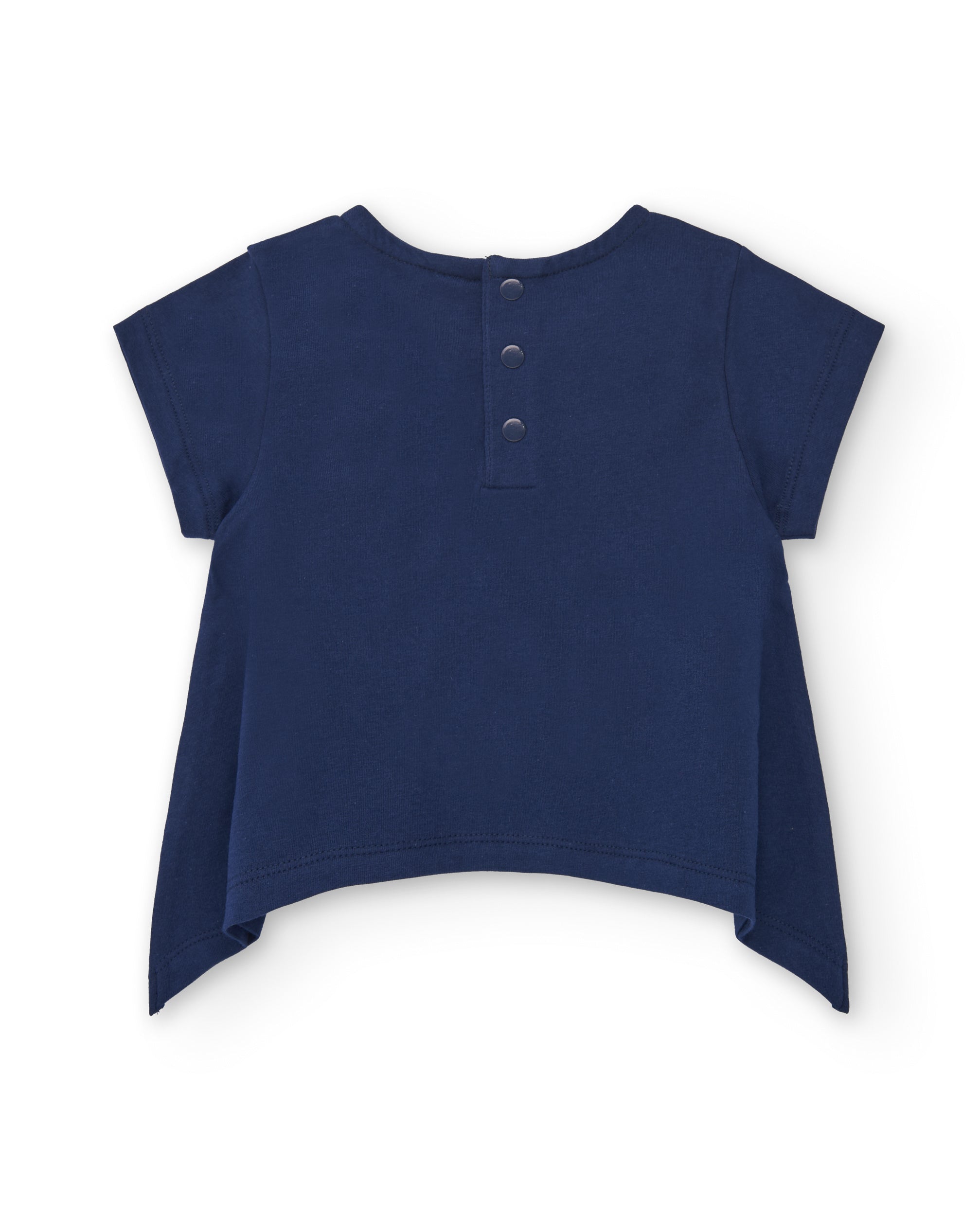 Camiseta de niña en azul marino con diseño de fruta cantante