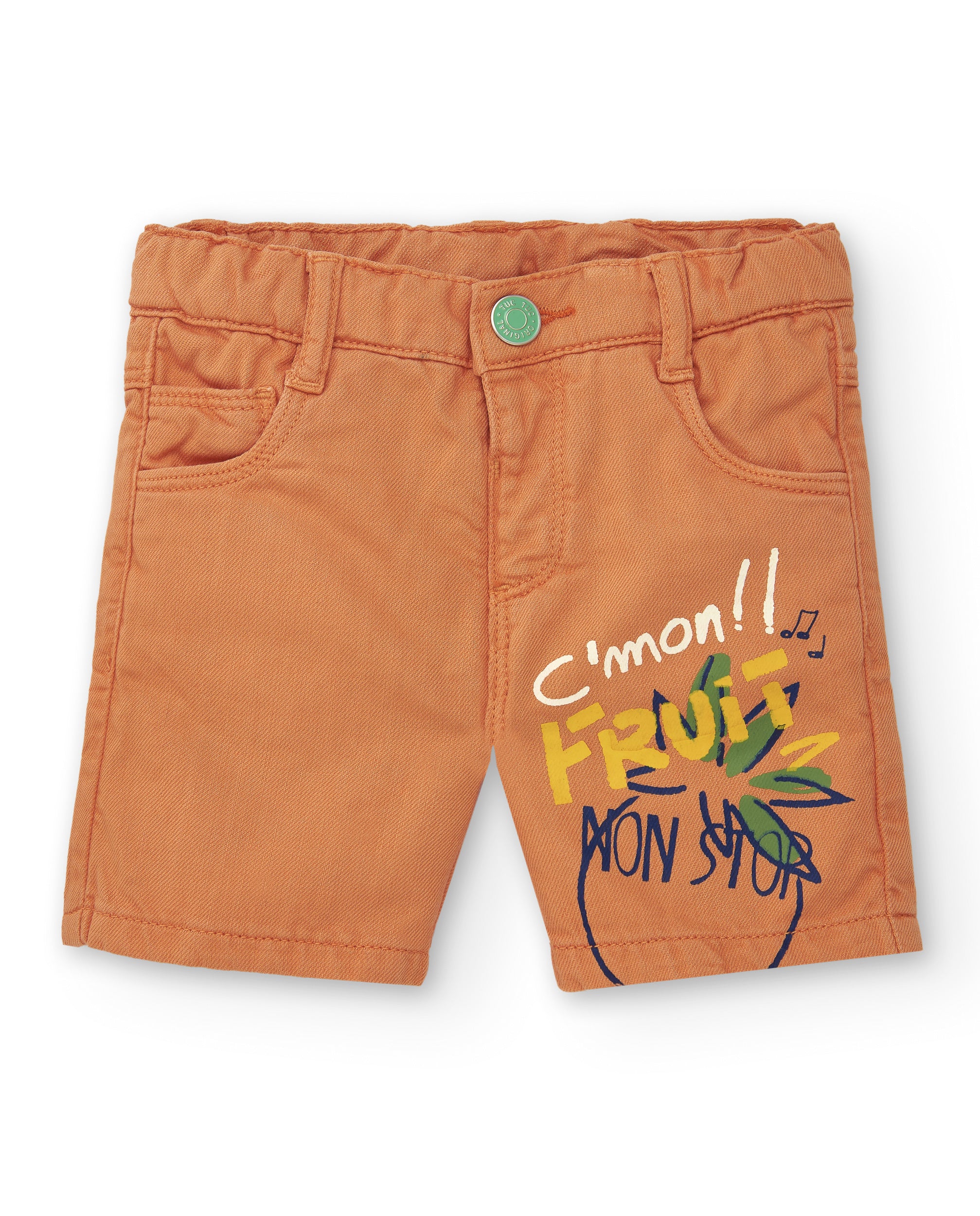 Bermudas de niño en color naranja con estampado de frutas