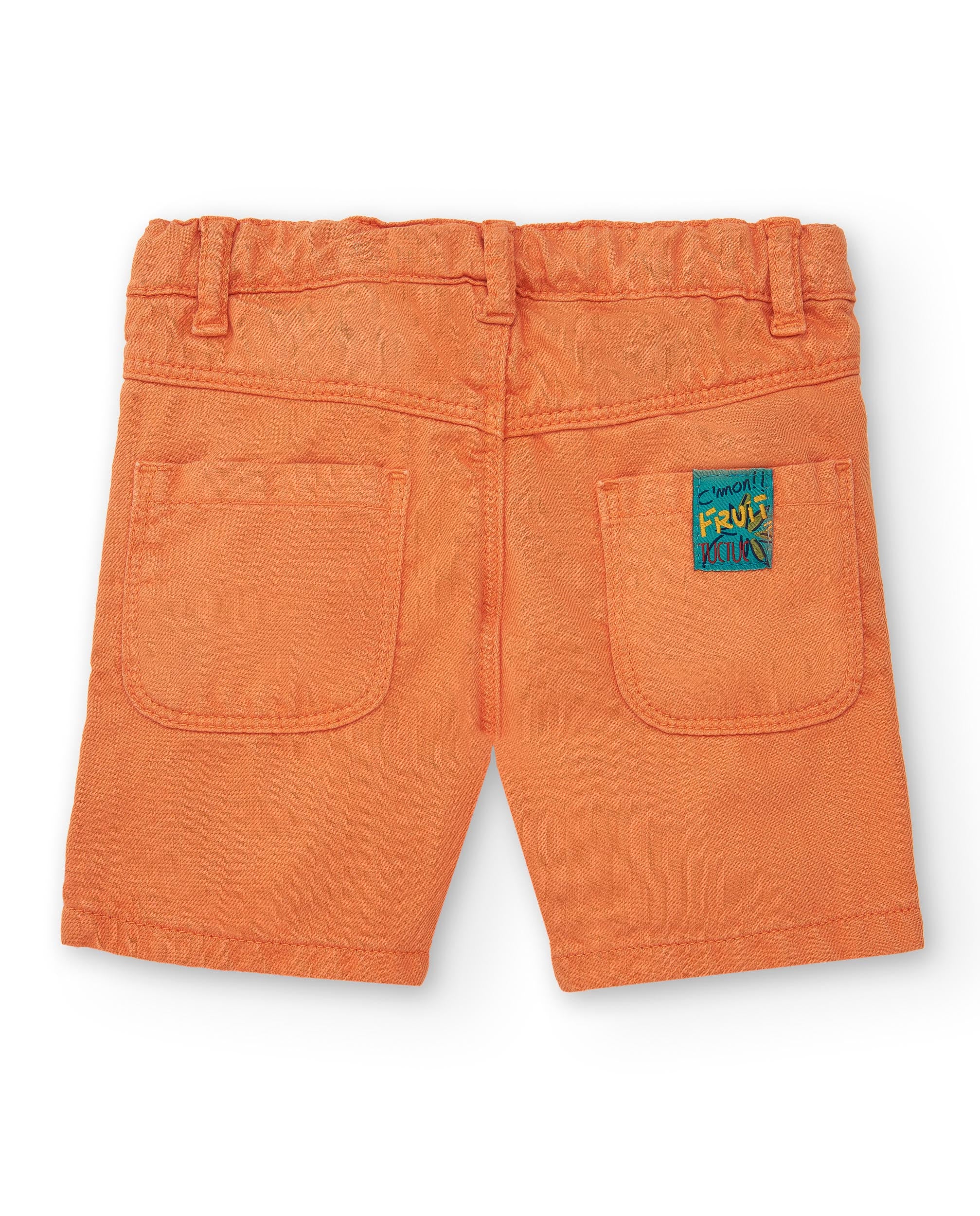 Bermudas de niño en color naranja con estampado de frutas colección Music up