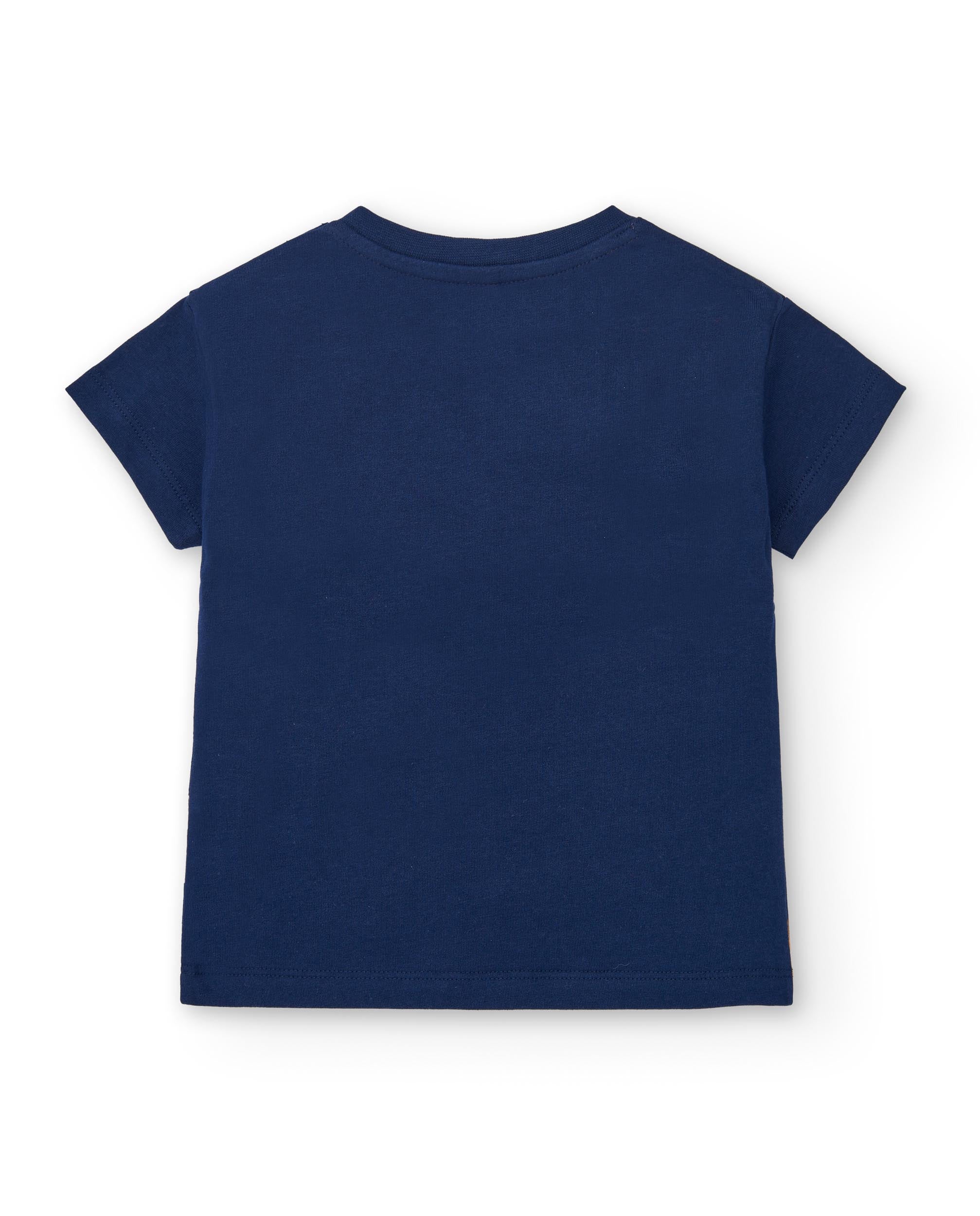 Camiseta de niño en azul marino con estampado de frutas colección Music up