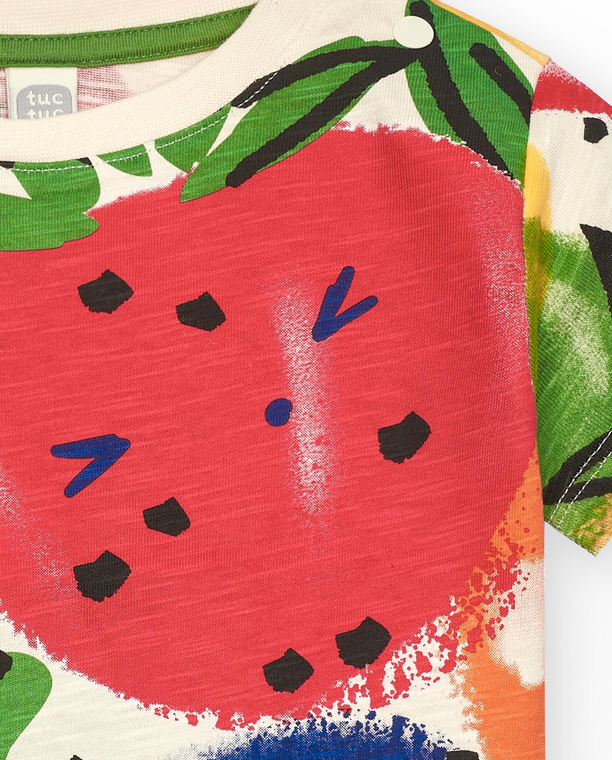 Camiseta de niño en colores vibrantes con estampado de frutas colección Music up