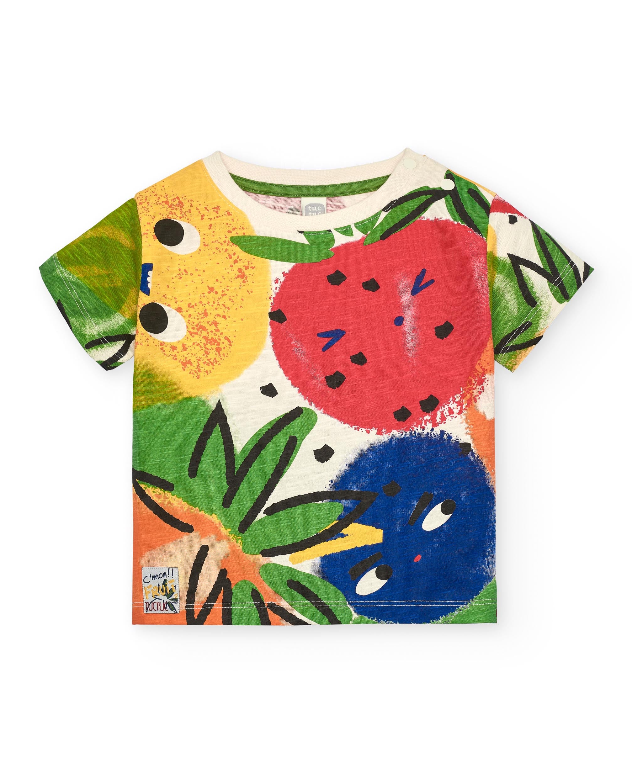 Camiseta de niño en colores vibrantes con estampado de frutas colección Music up