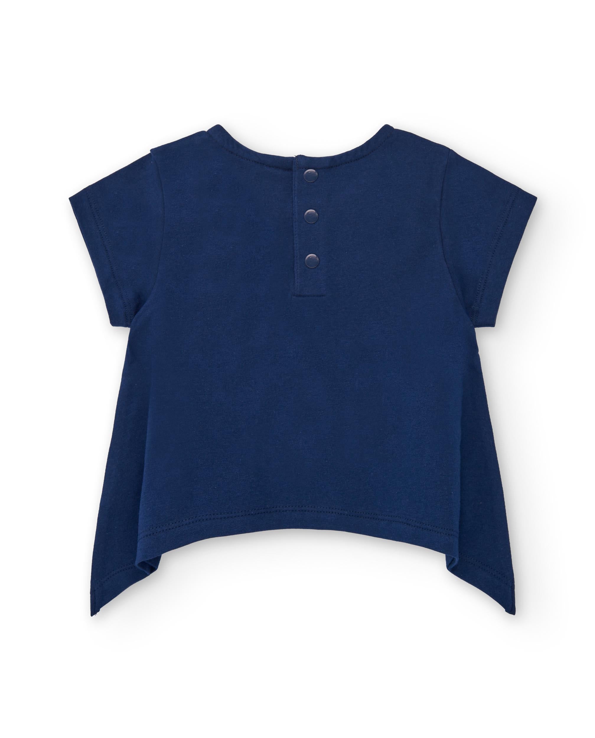 Camiseta de niña en azul marino con diseño de fruta cantante colección Music Up
