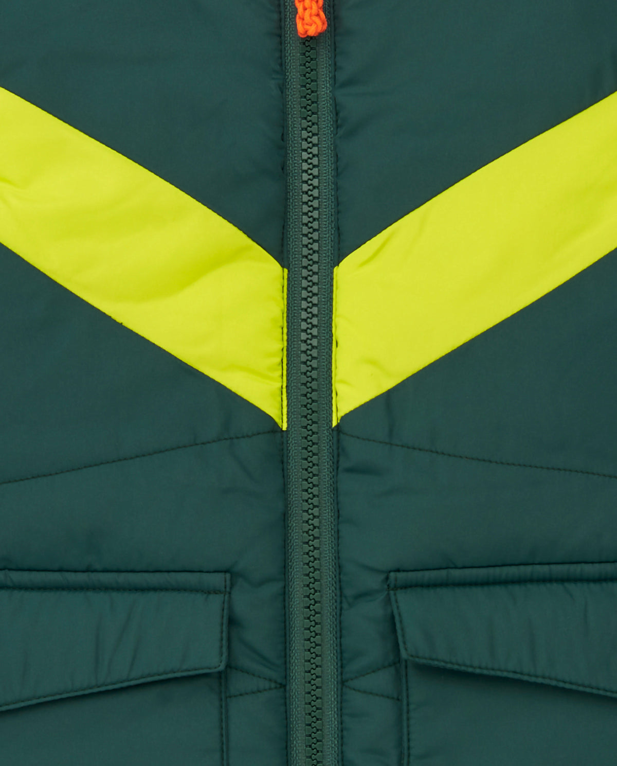 Chaleco reversible para niño en verde con detalles en amarillo