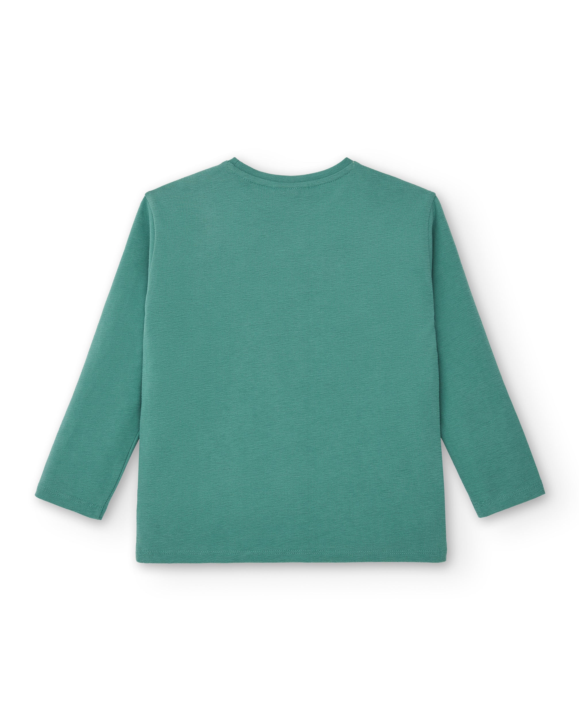 Camiseta de manga larga para niño en verde con estampado de
