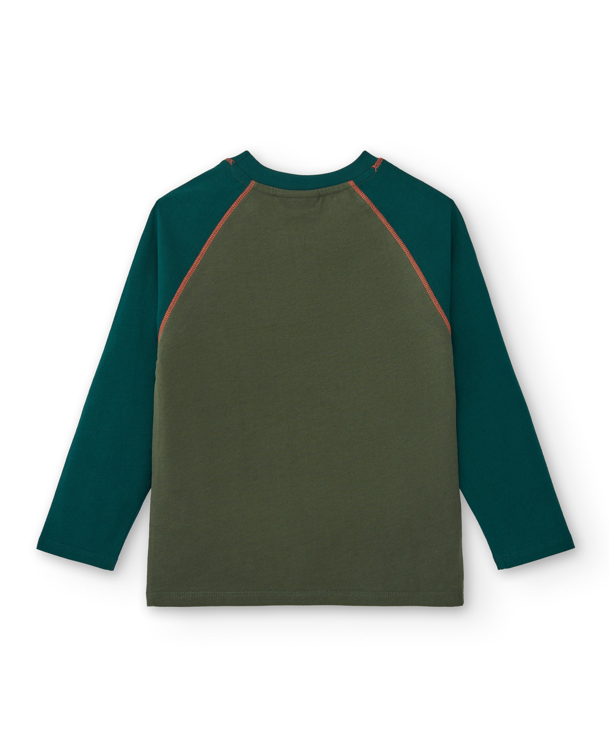 Camiseta de manga larga para niño en verde con estampado de
