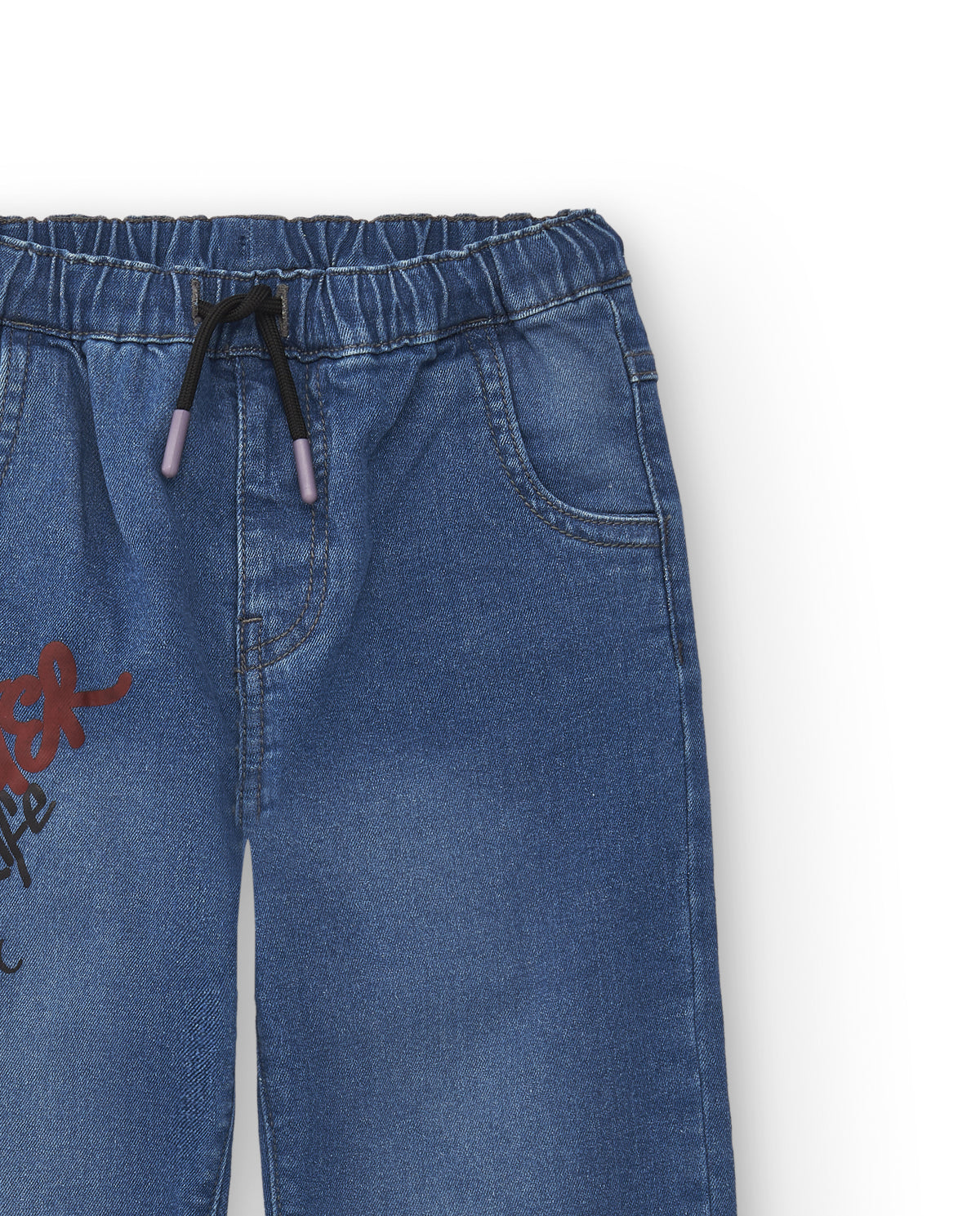Pantalón vaquero para niño con estampado gráfico en azul