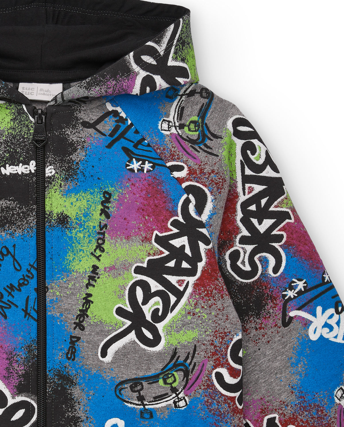 Chaqueta con capucha para niño con estampado skater multicolor