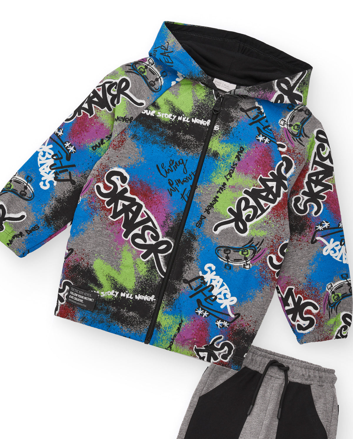 Conjunto de chaqueta y pantalón largo para niño con estampado
