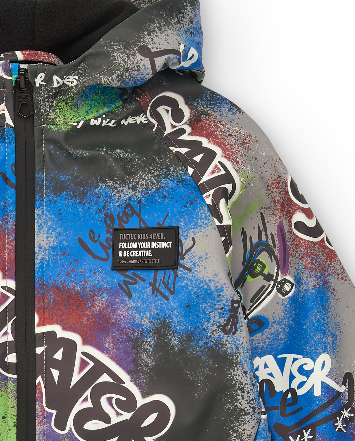 Chaqueta para niño con capucha y estampado multicolor colección