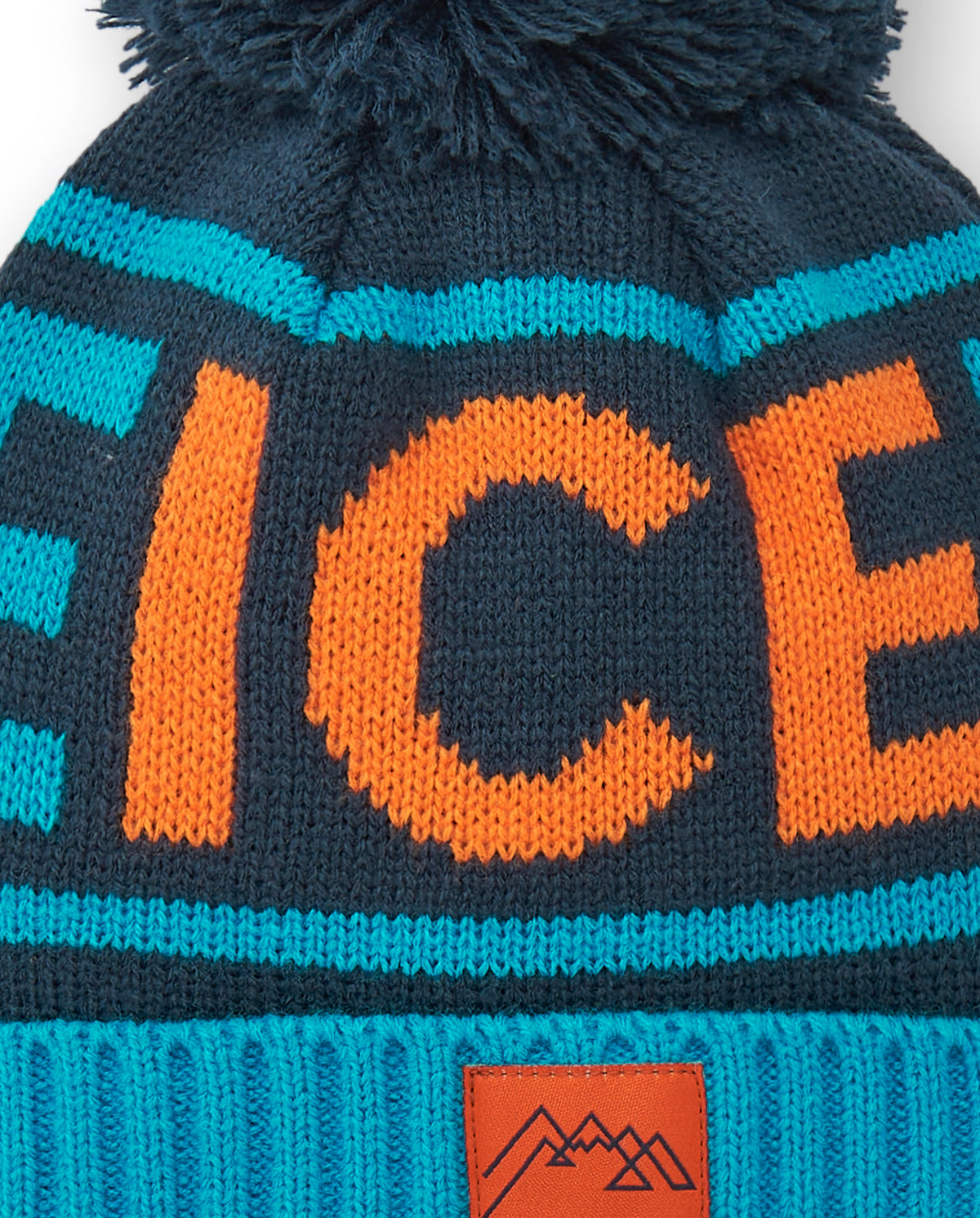 Conjunto de gorro y braga para niño en azul y naranja colección