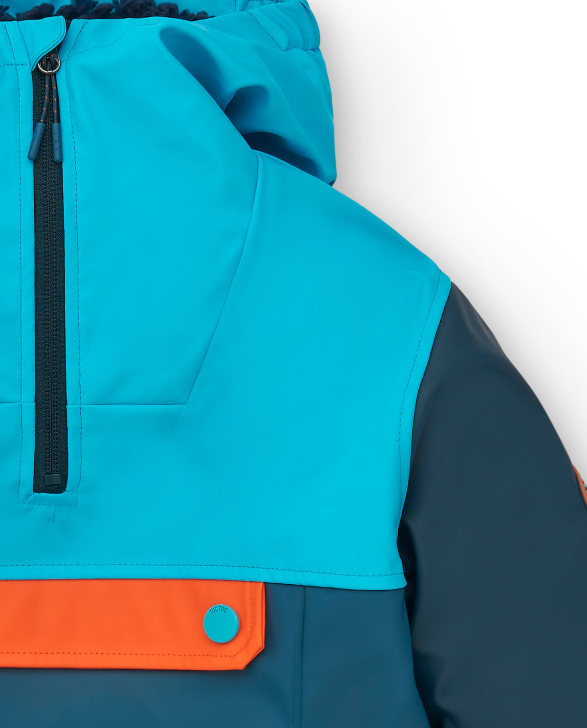 Chaqueta para niño en azul con detalles en naranja colección