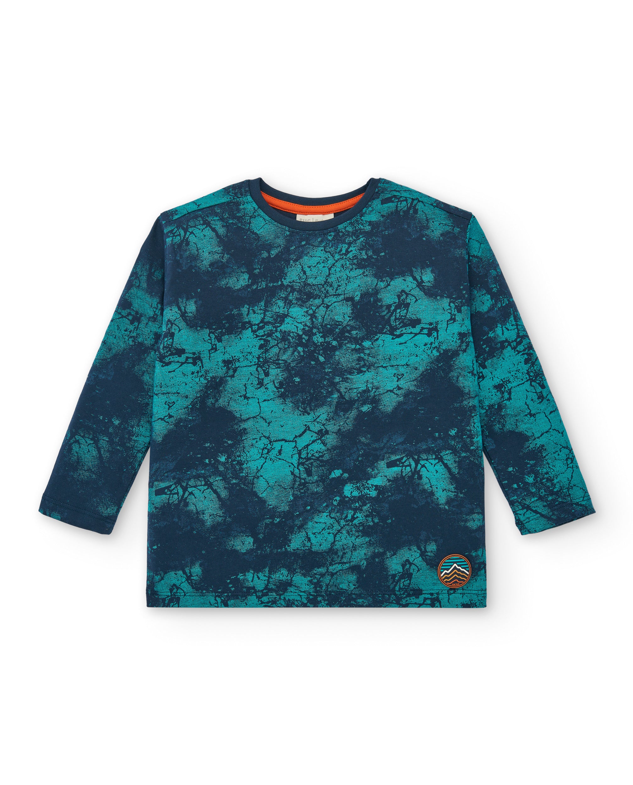 Camiseta de manga larga para niño en azul con estampado