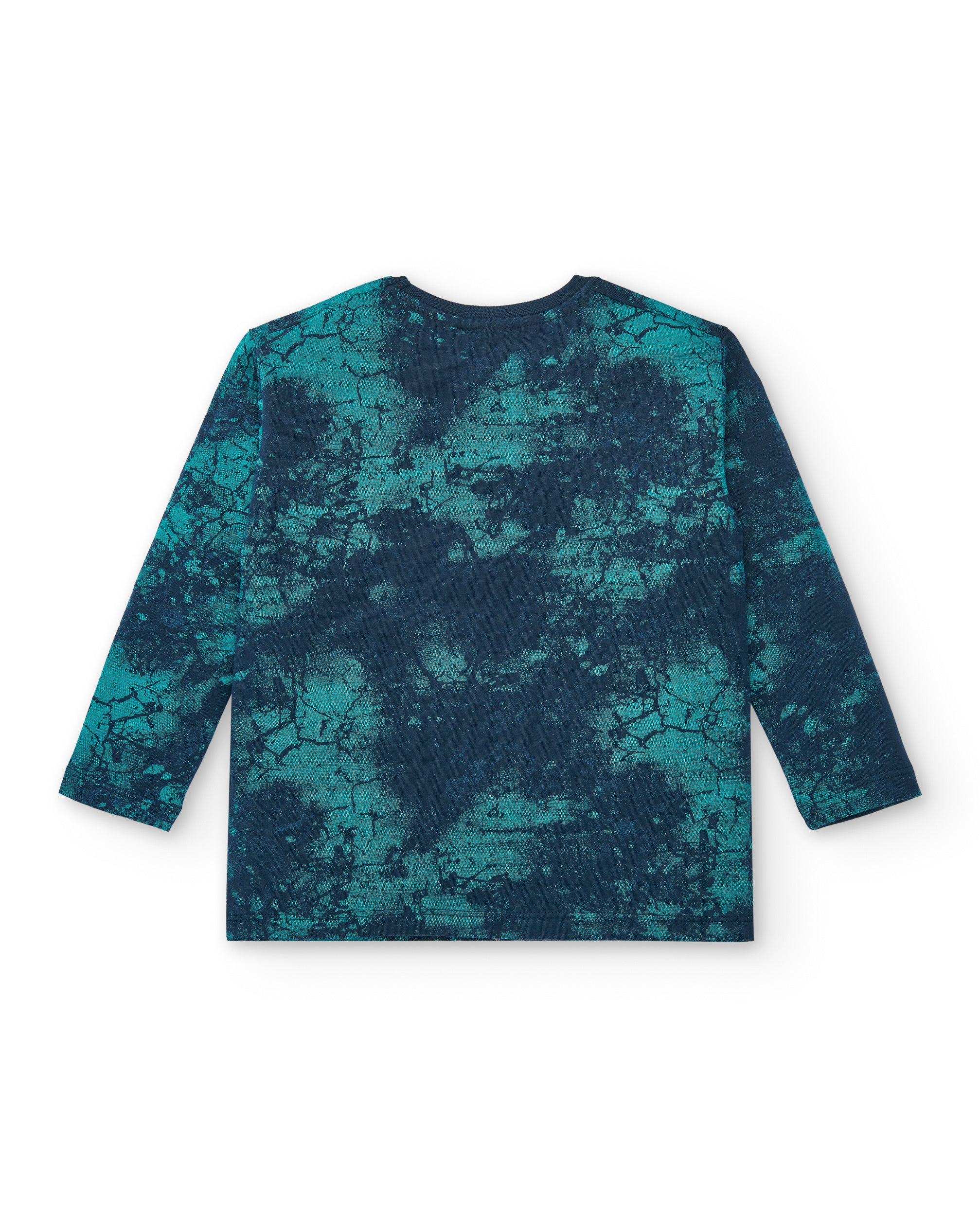 Camiseta de manga larga para niño en azul con estampado