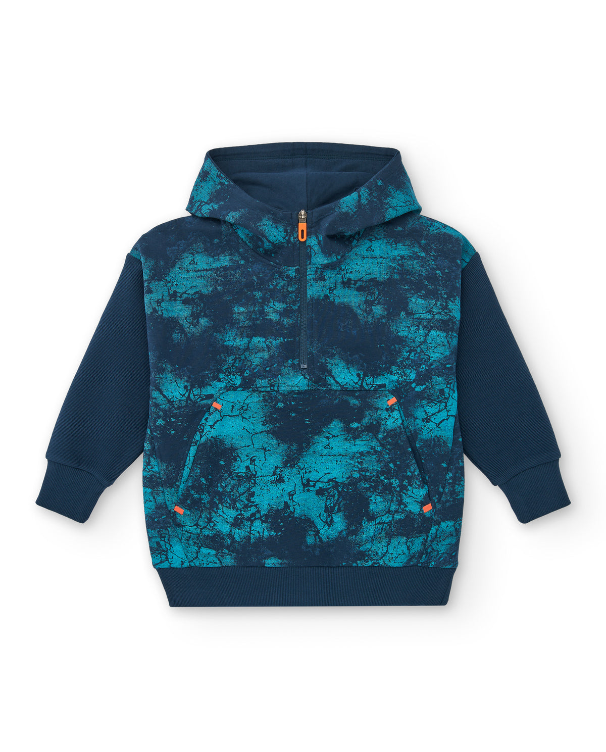 Sudadera felpa con capucha para niño en azul con estampado