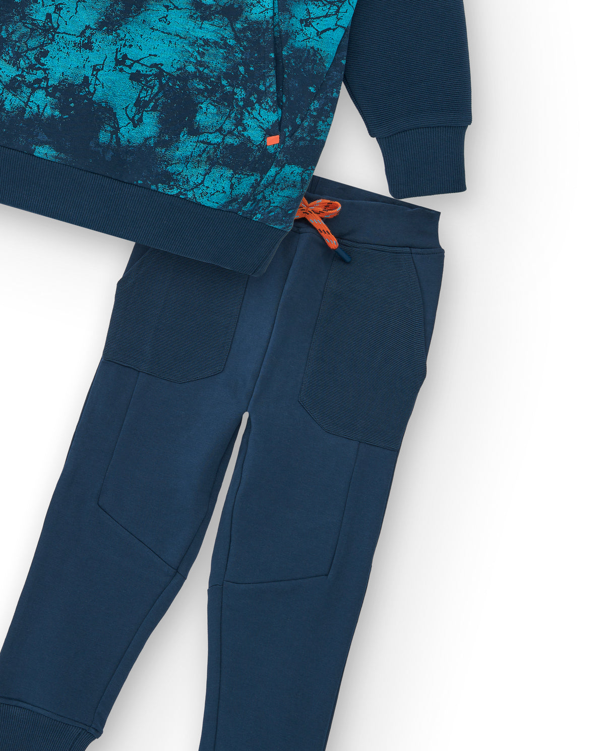 Conjunto sudadera y pantalón felpa niño en azul marino con