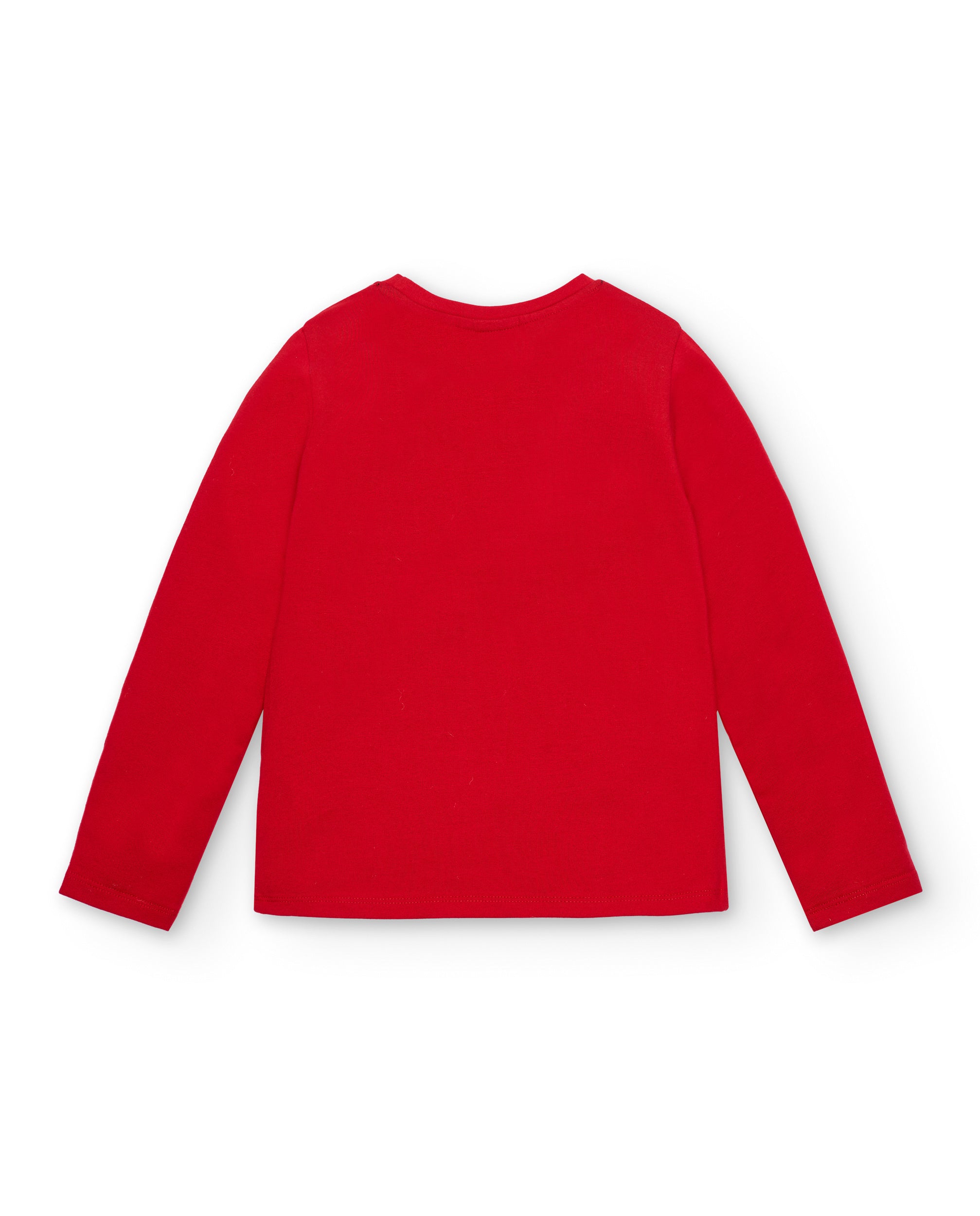 Camiseta manga larga roja con estampado gráfico para niña