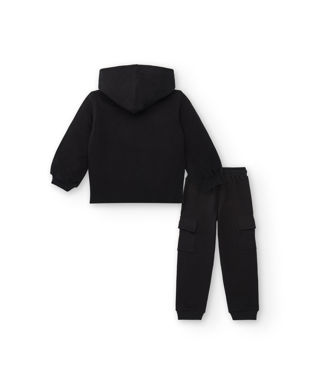 Conjunto sudadera y pantalón jogger negro con estampado para
