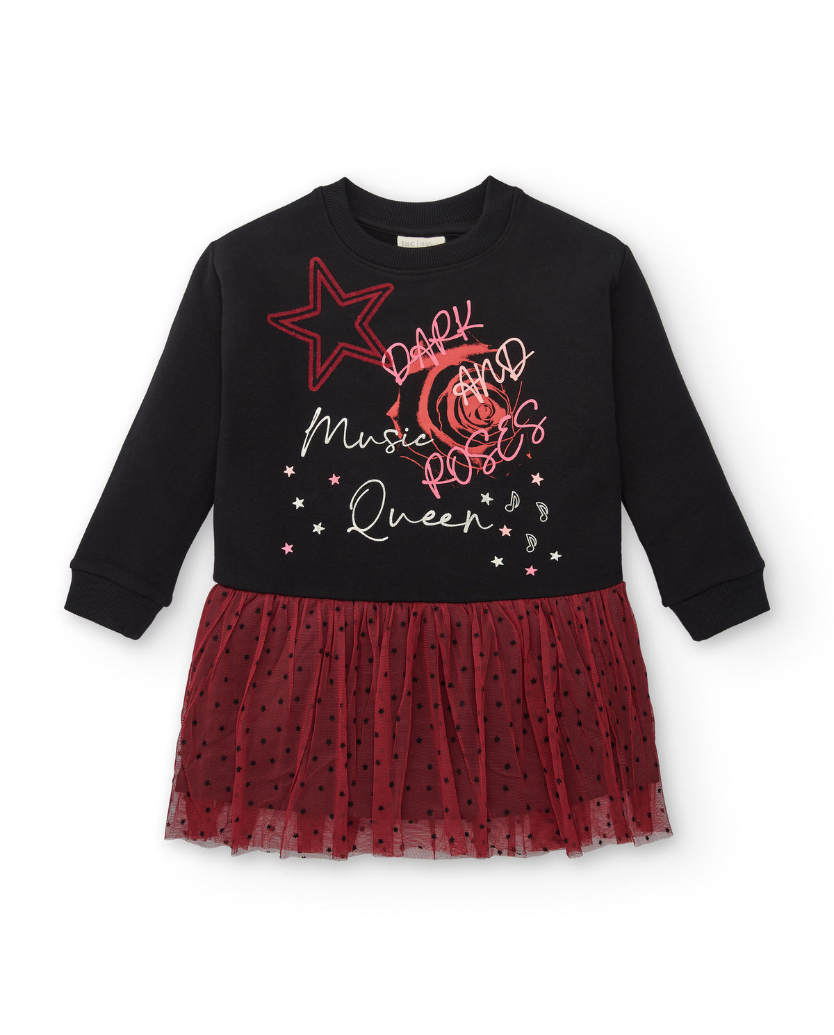 Vestido sudadera negro con tul rojo para niña colección Dark