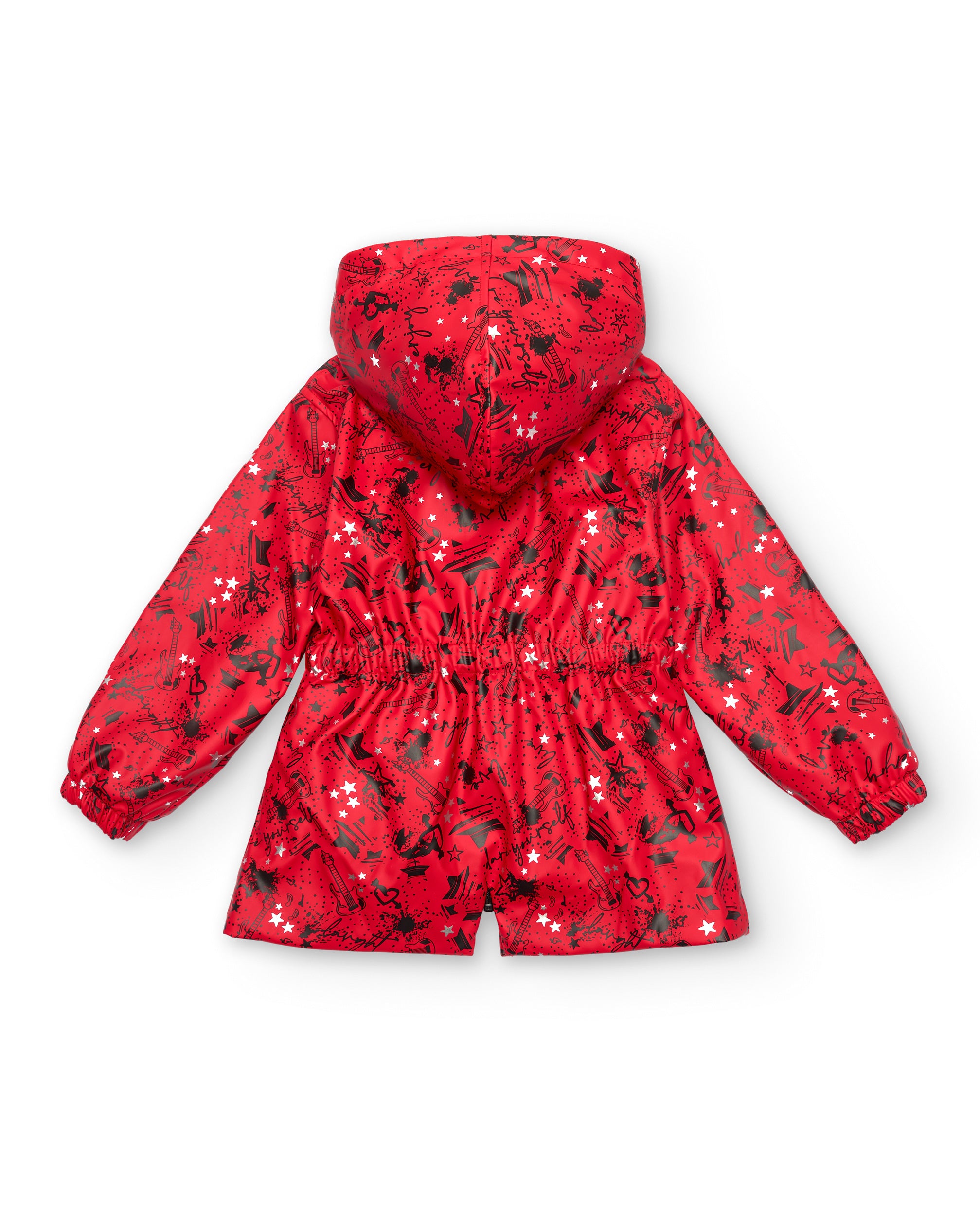 Chubasquero rojo con estampado rockero para niña colección Dark
