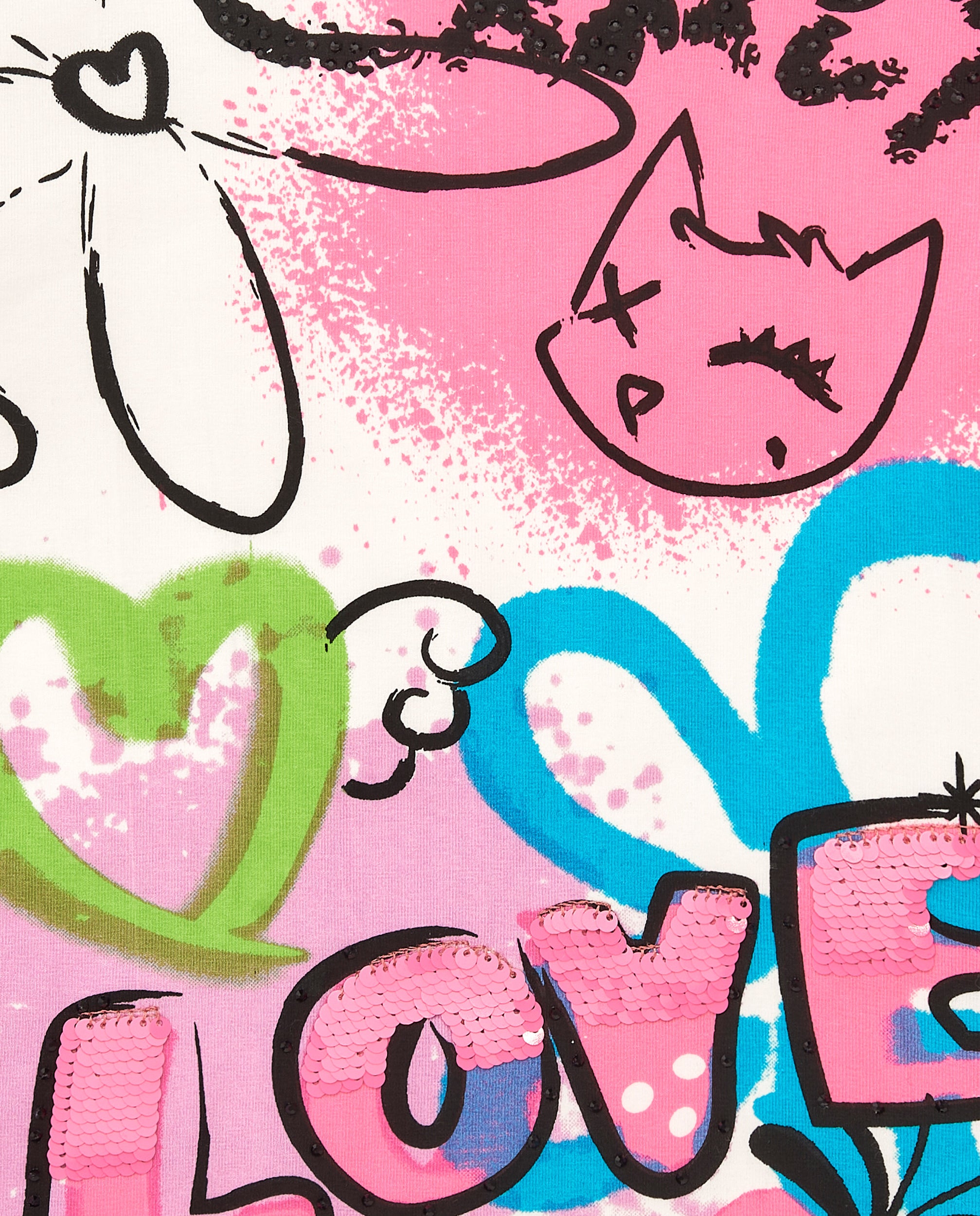 Camiseta blanca con estampado grafiti para niña colección Crazy