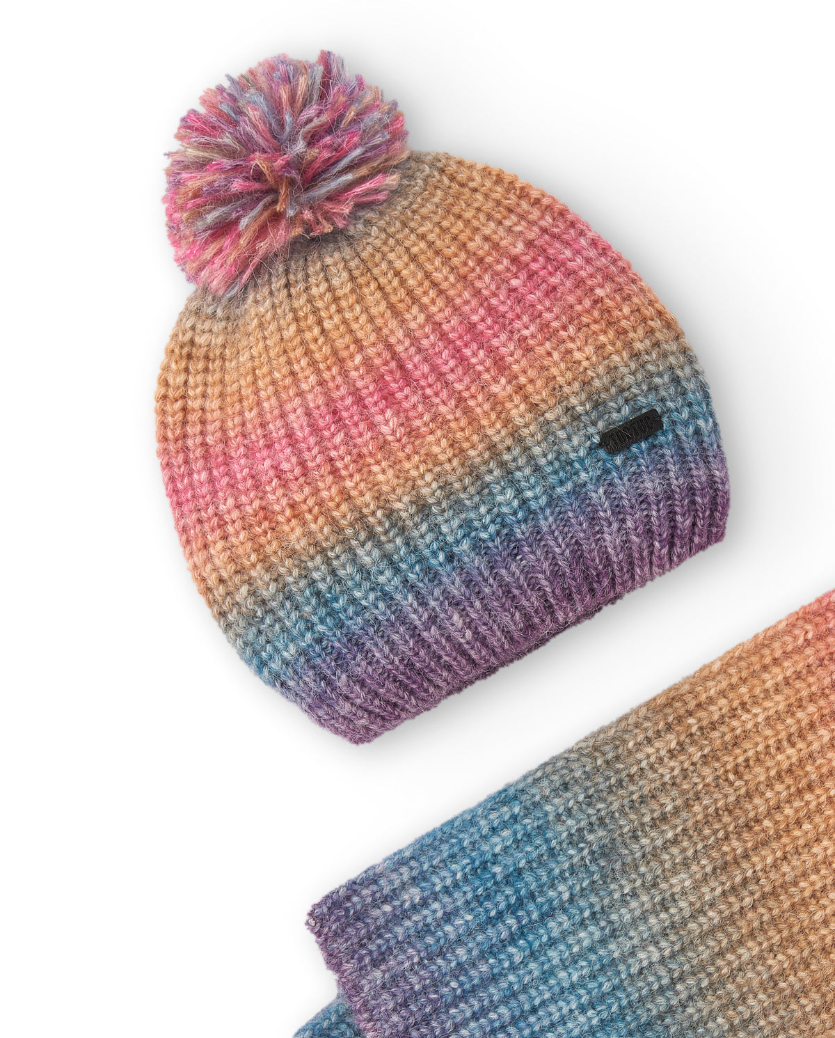 Set de gorro y bufanda degradados para niña colección Colorfield