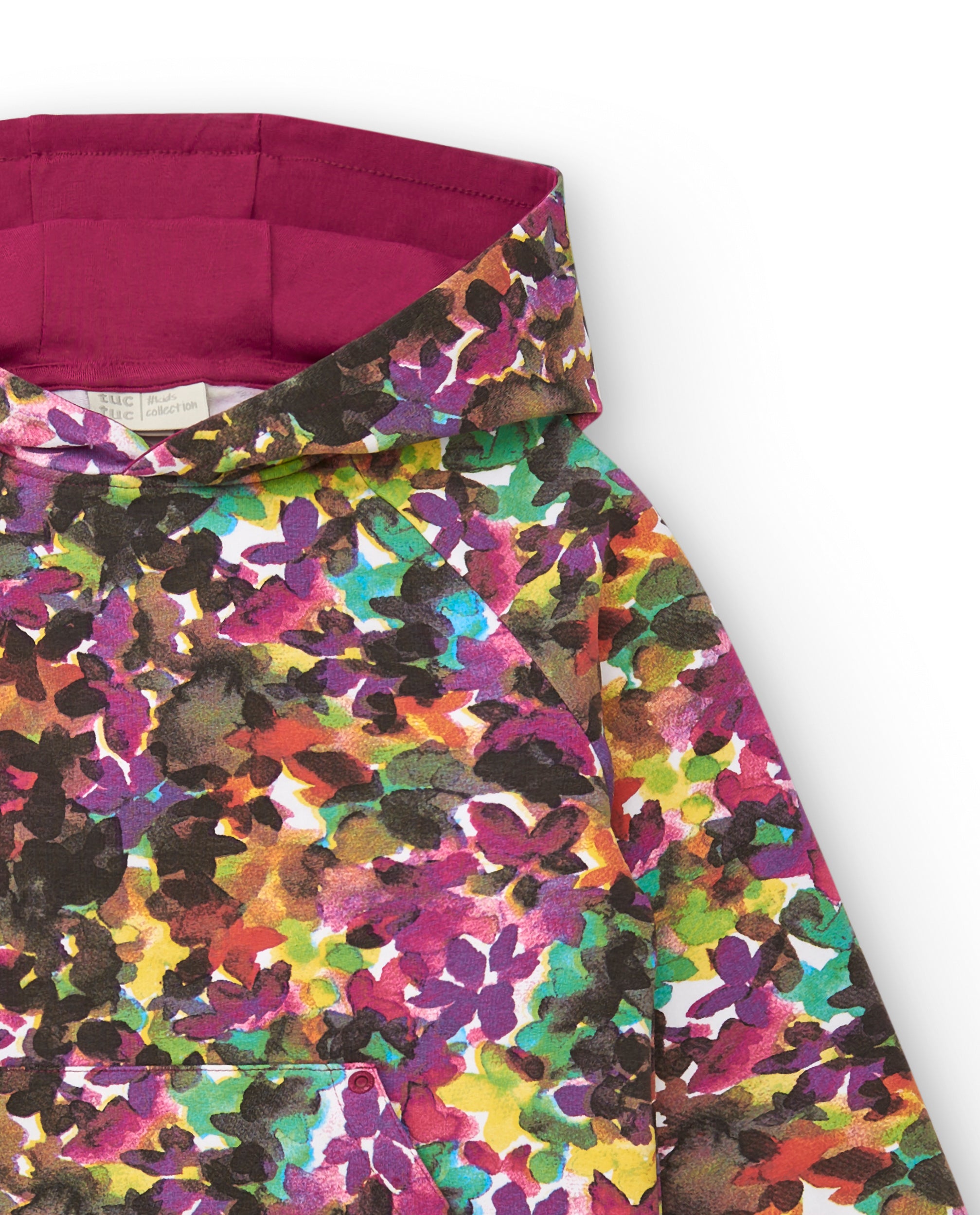 Abrigo multicolor con capucha para niña colección Colorfield