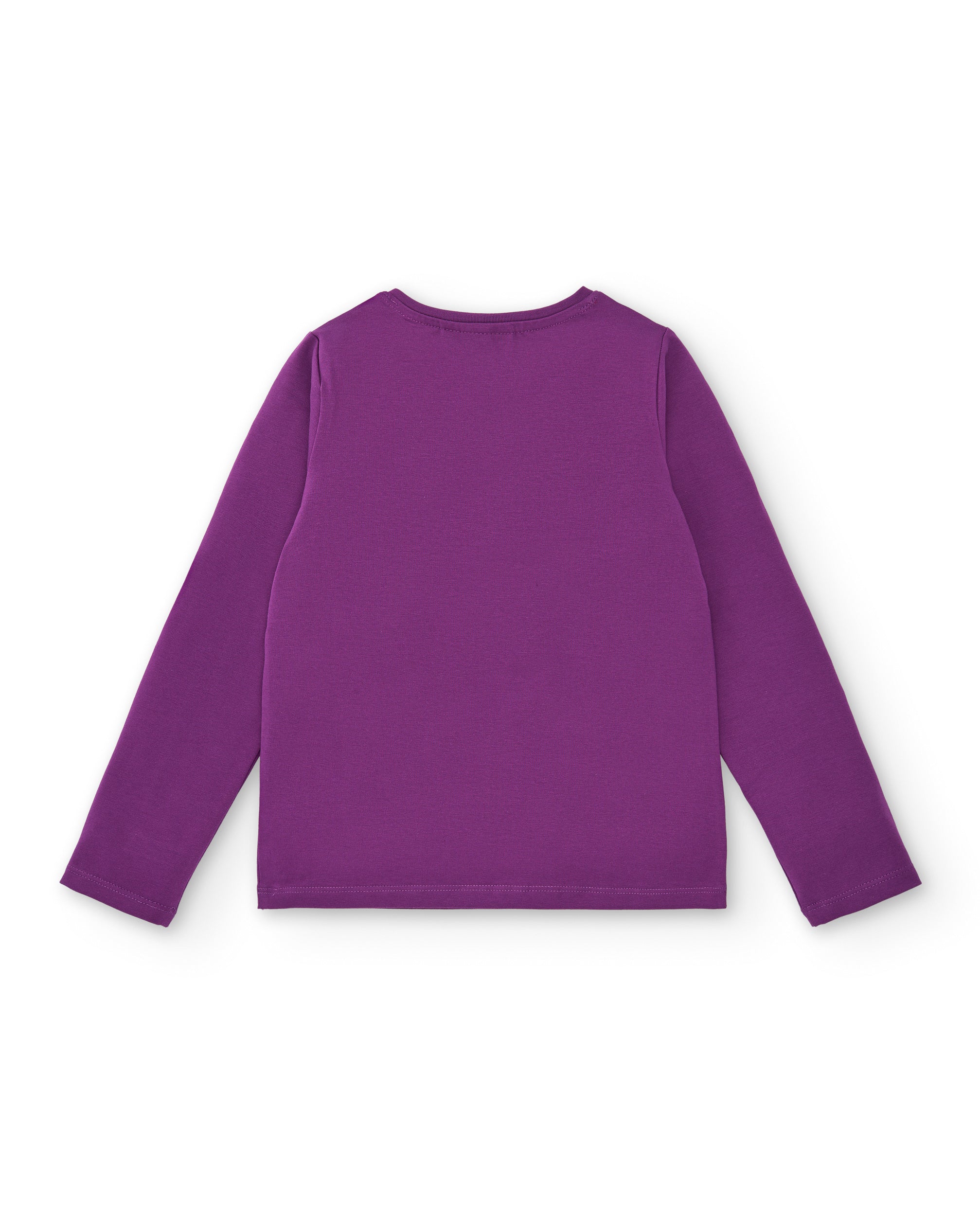 Camiseta de manga larga morada con estampado floral para niña