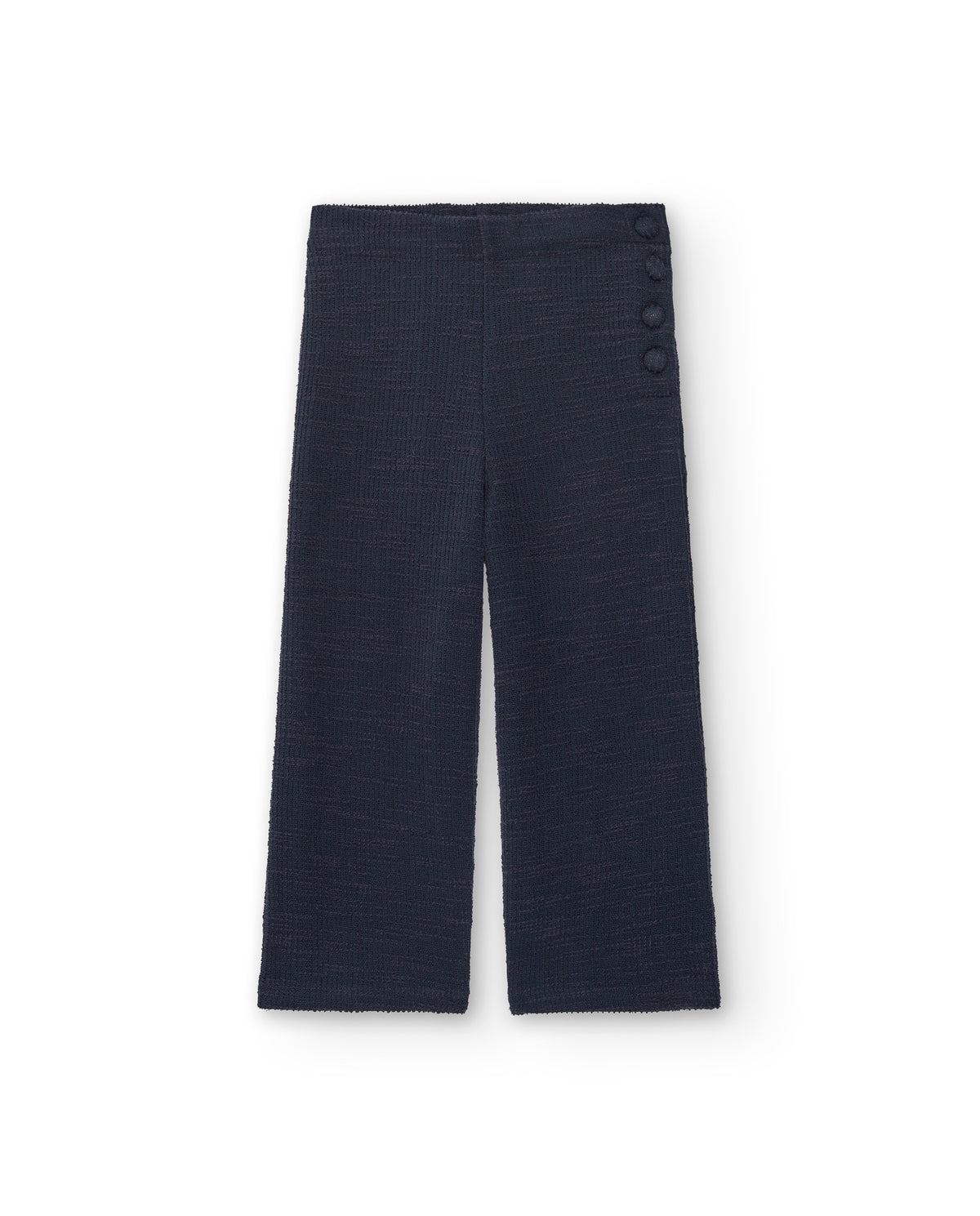 Pantalón plana azul marino con botones para niña colección