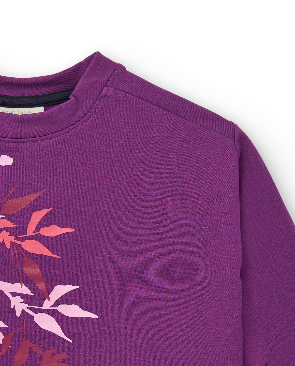 Sudadera morada con estampado de hojas para niña colección