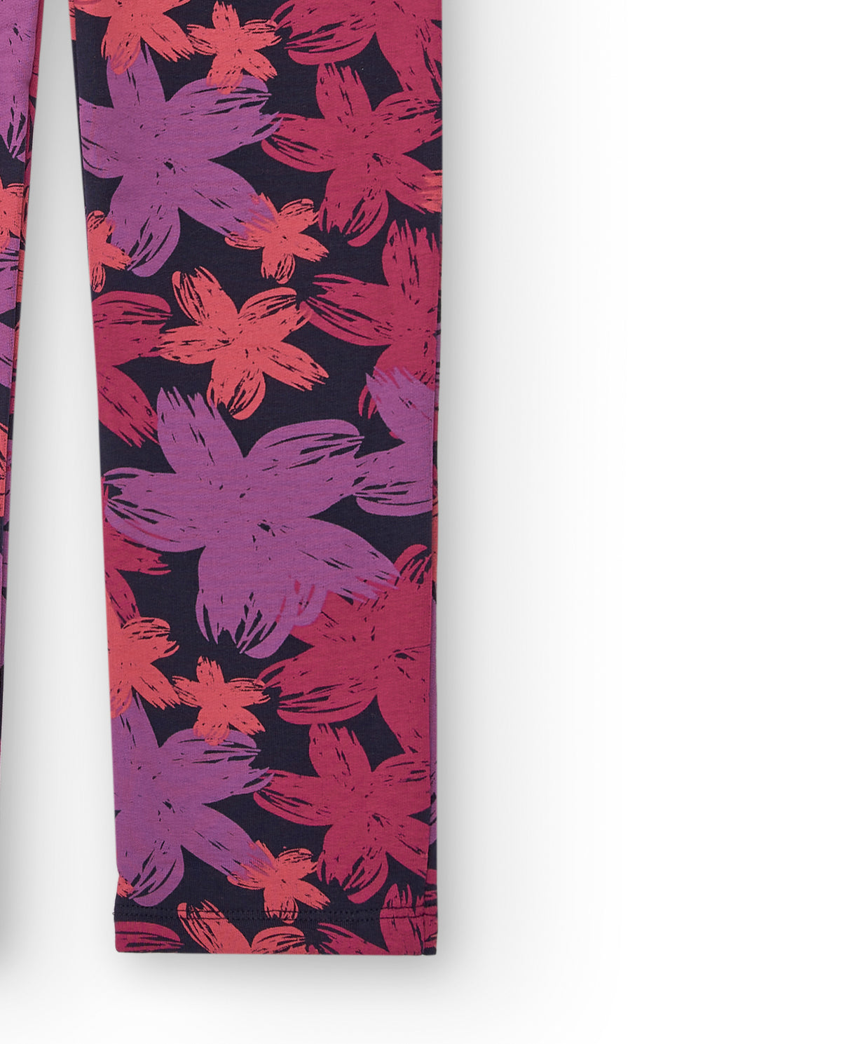 Leggings con estampado floral en tonos rosas y púrpuras para