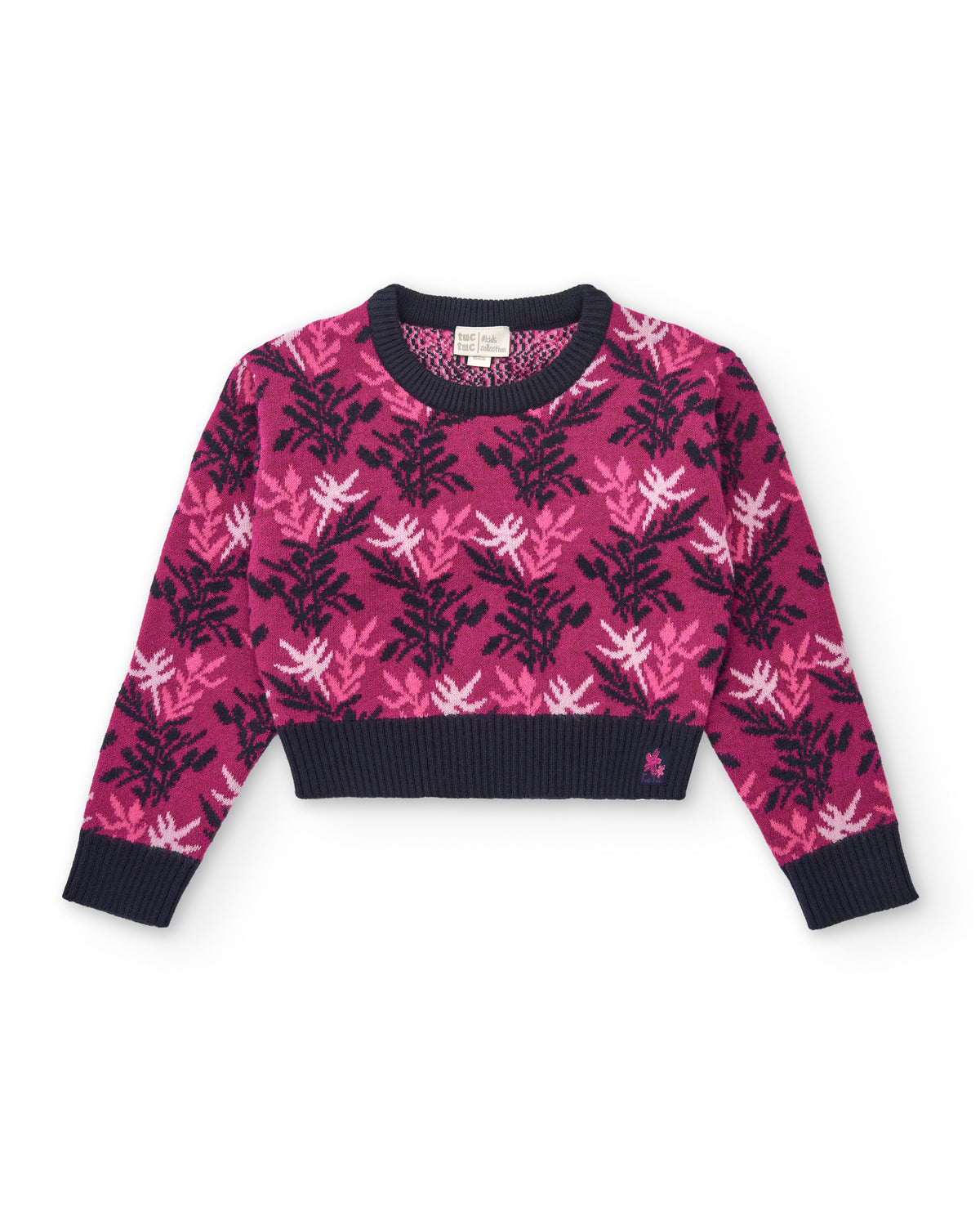 Jersey corto con estampado jacquard para niña colección