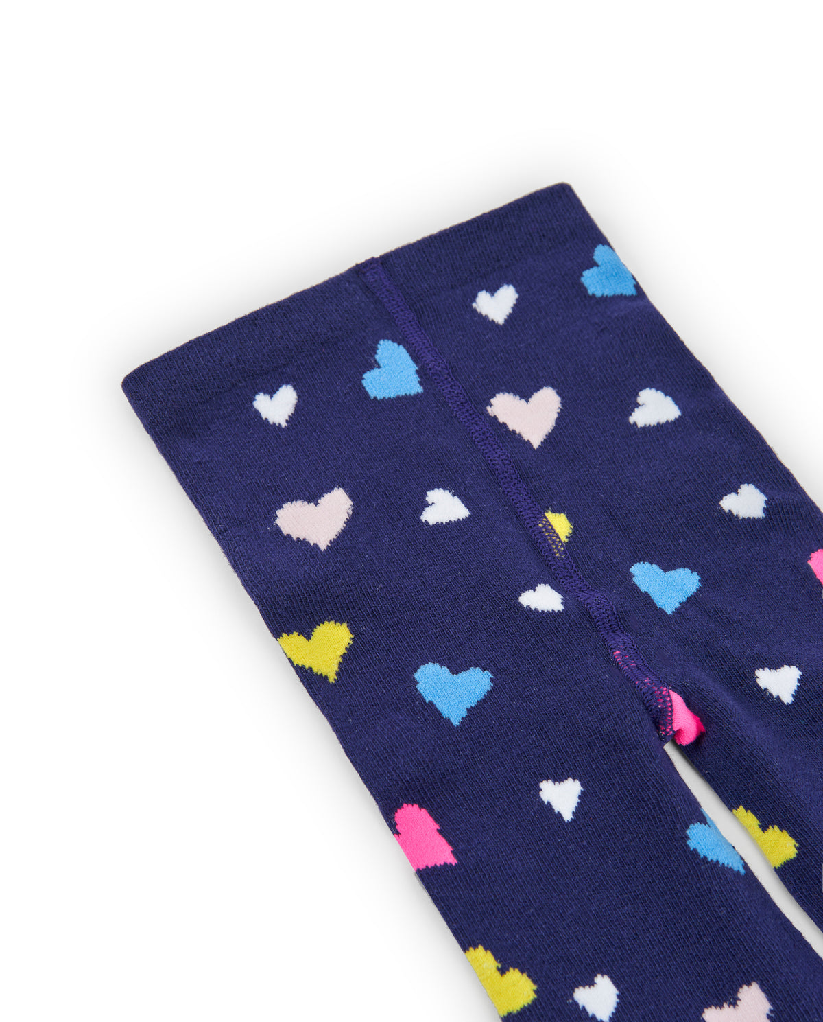 Leotardos azul marino con estampado de corazones para niña