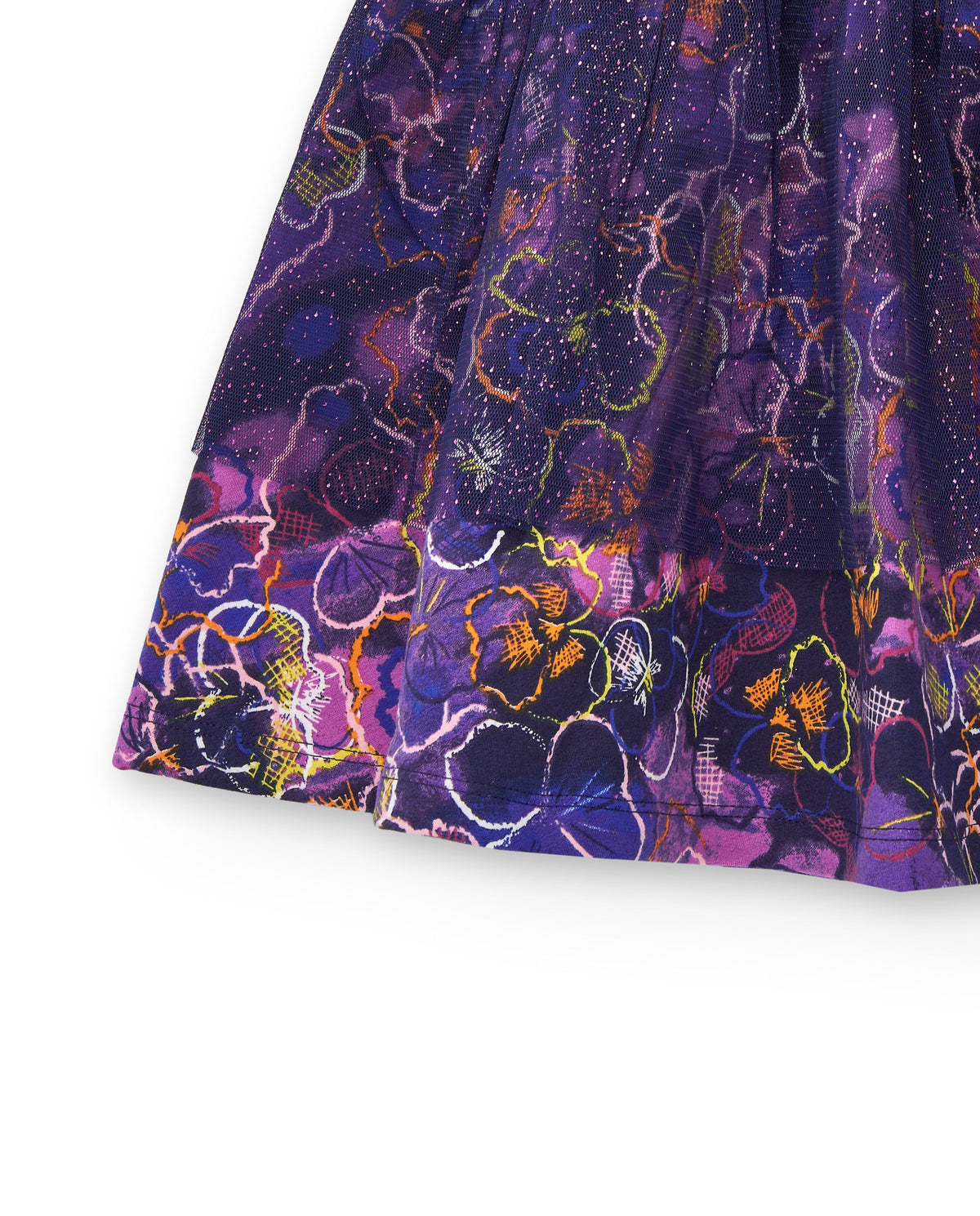Falda de tul morada con estampado floral para niña colección