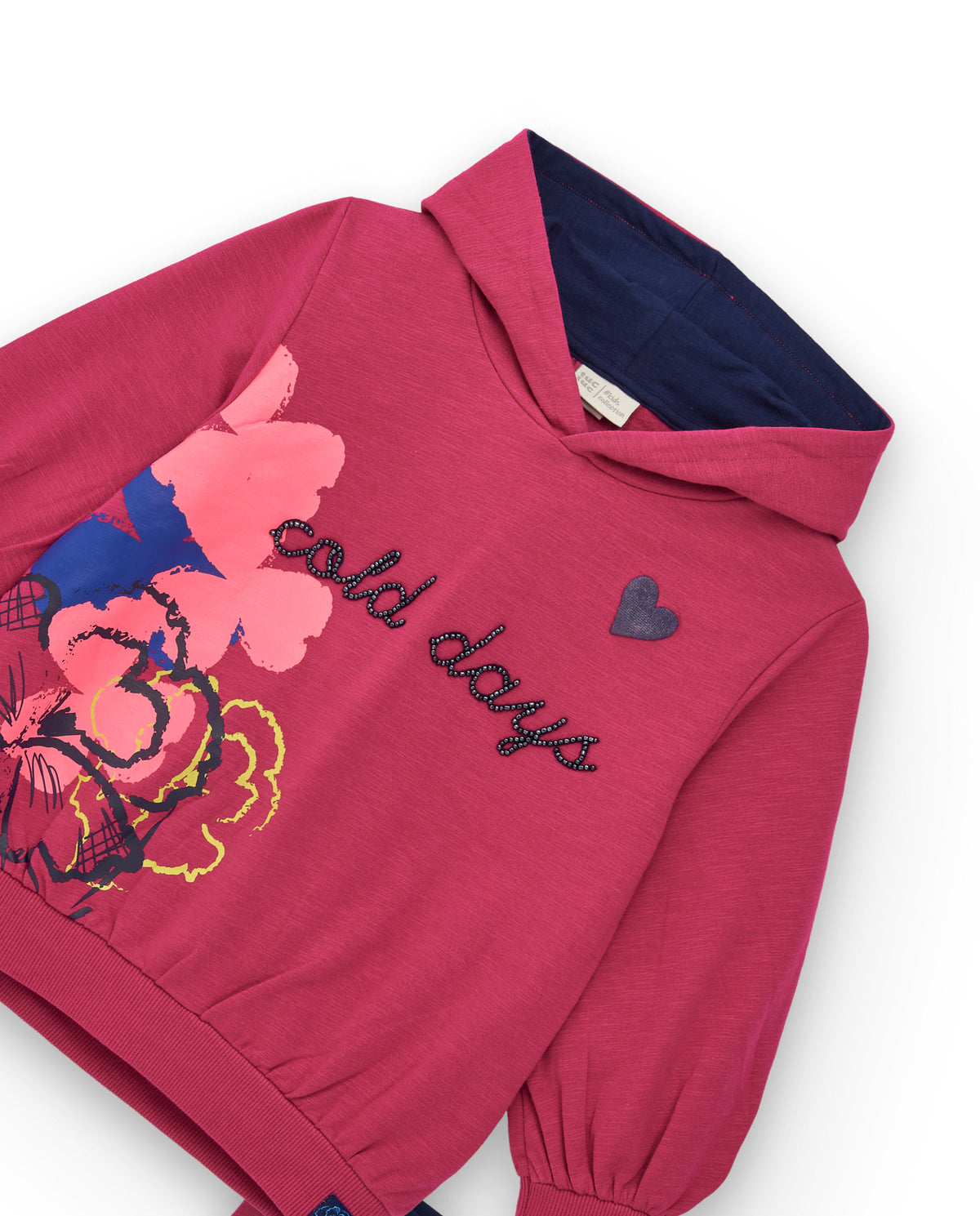 Conjunto de sudadera fucsia con leggings bicolor para niña