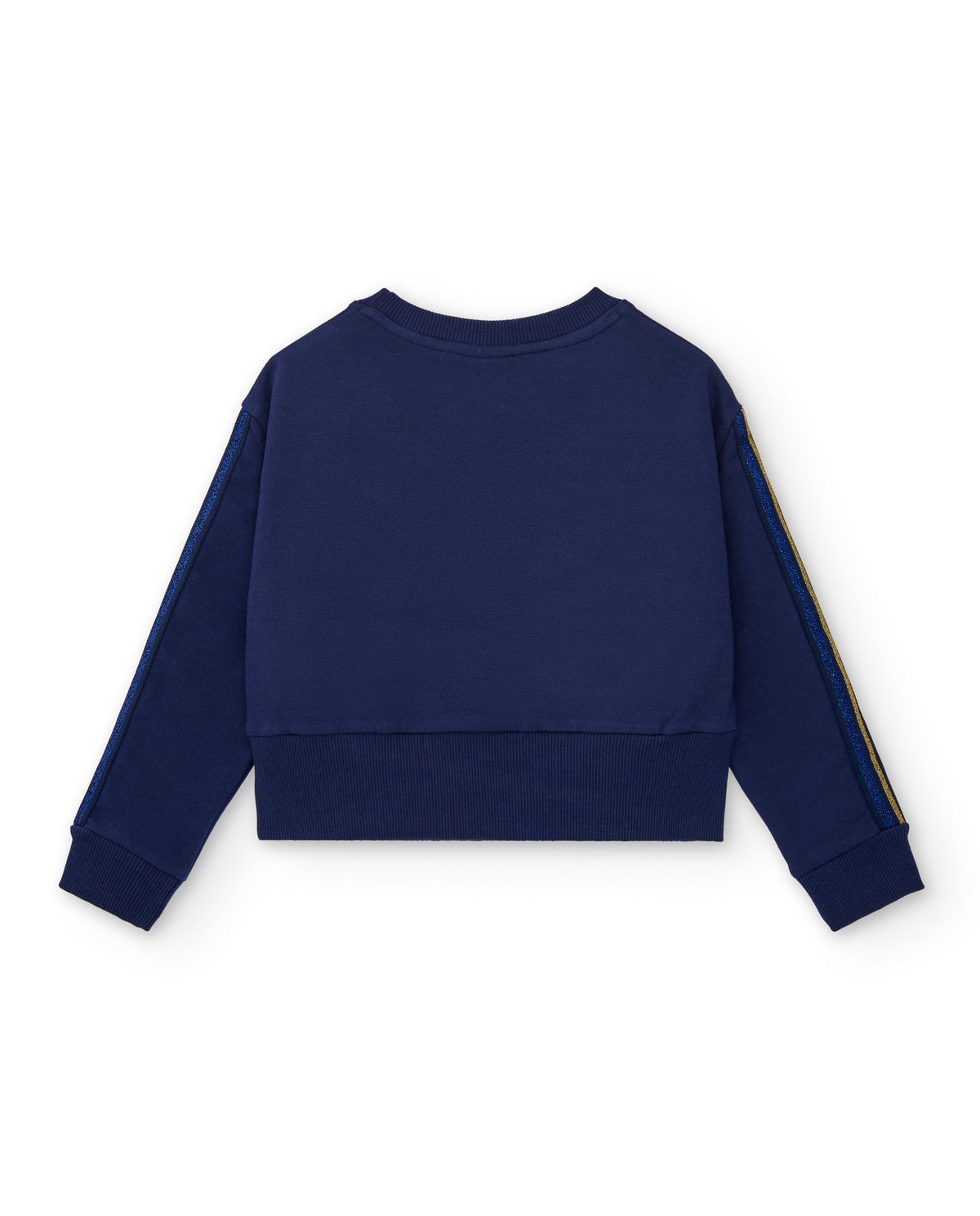 Sudadera azul marino con flores bordadas para niña colección