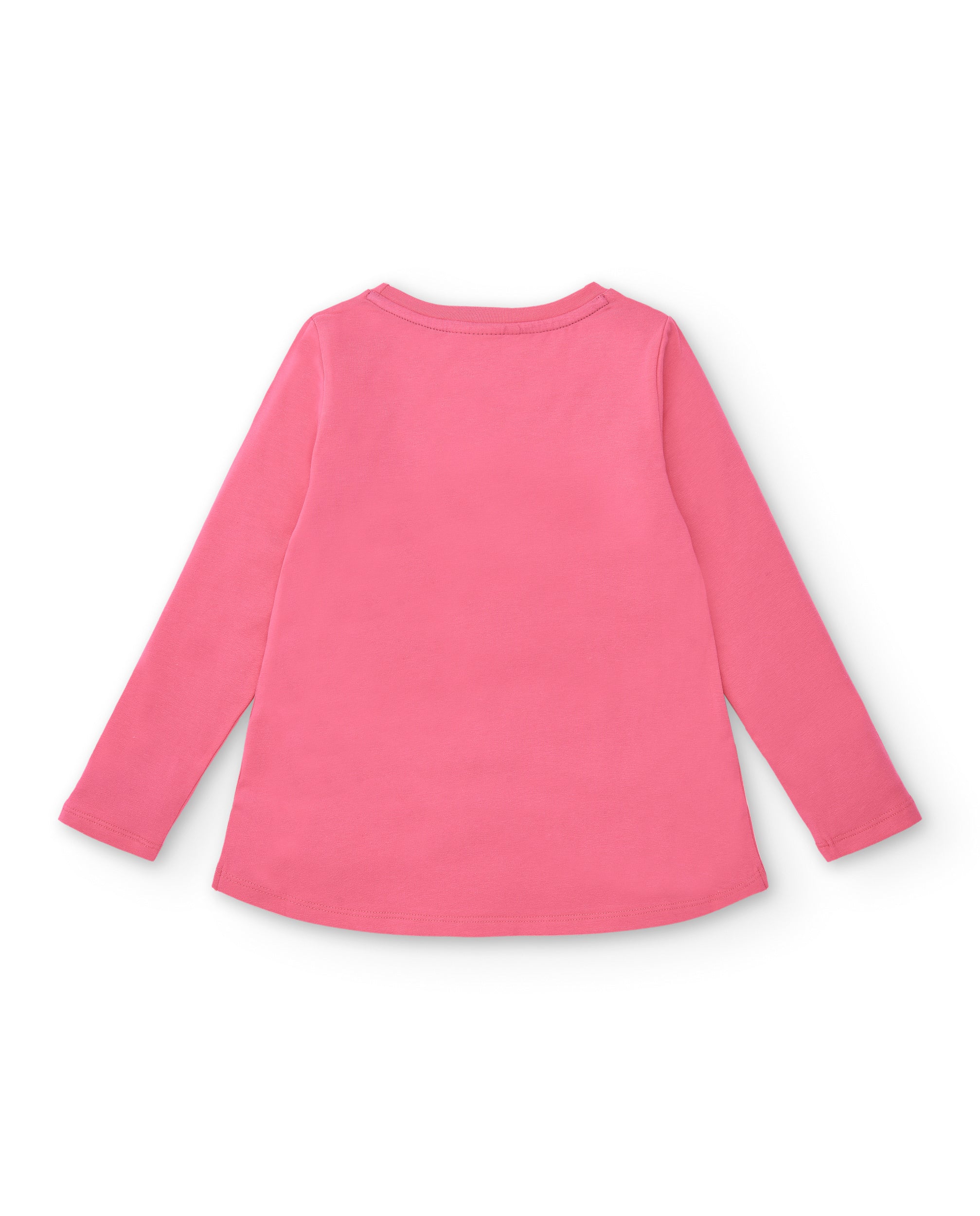 Camiseta rosa con estampado floral y lentejuelas para niña de