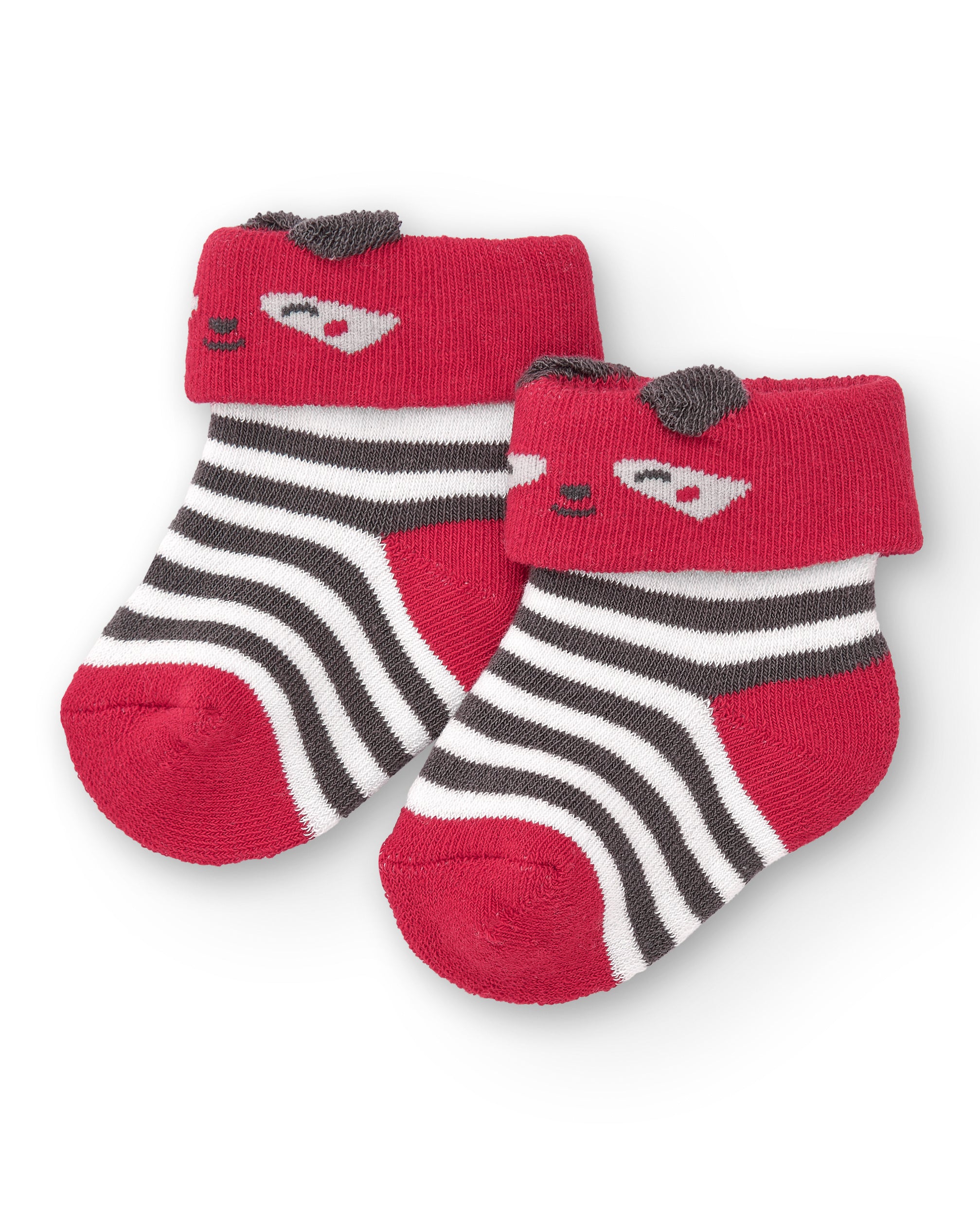 Calcetines para niña en rojo y gris con rayas colección Sweet