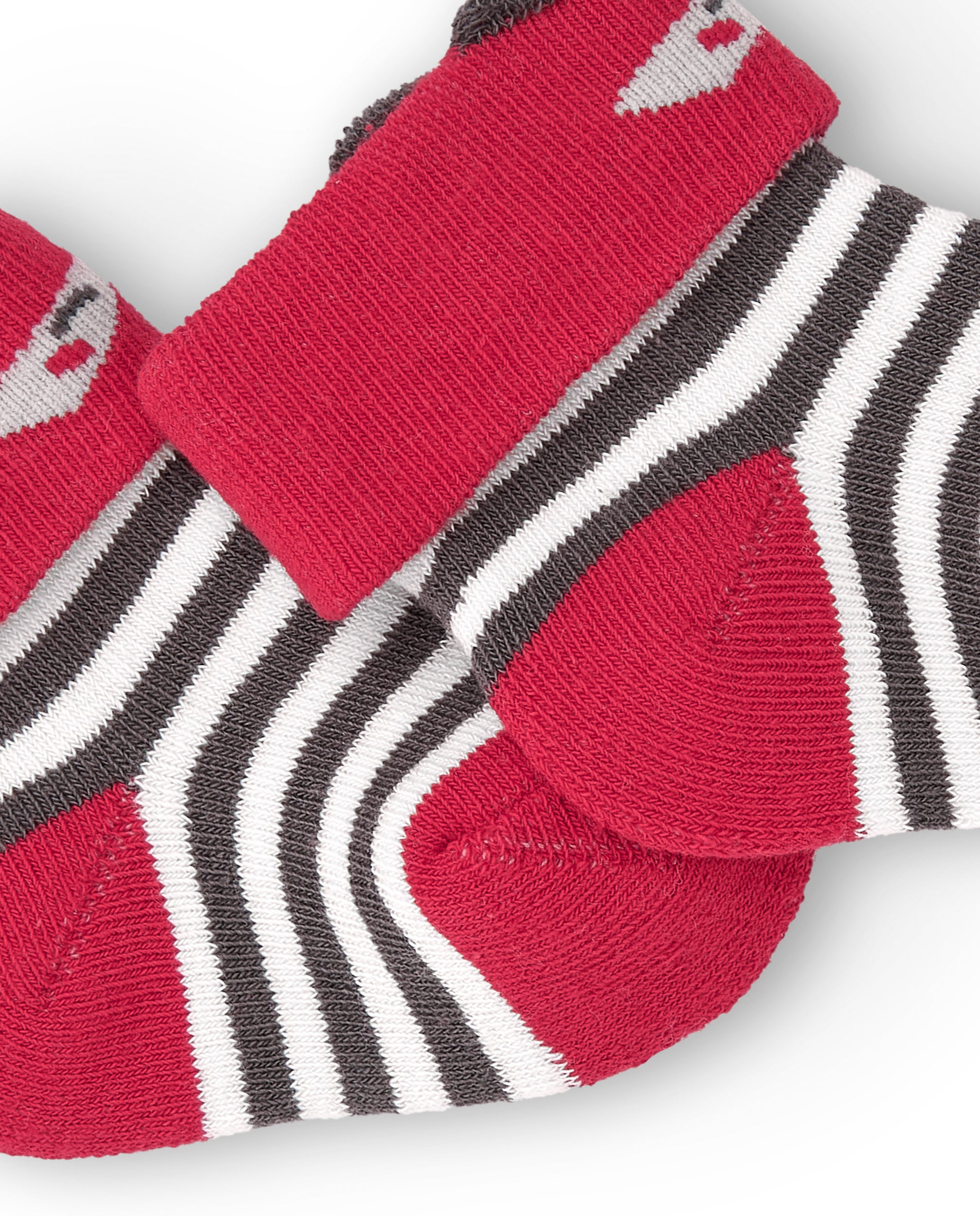 Calcetines para niña en rojo y gris con rayas colección Sweet
